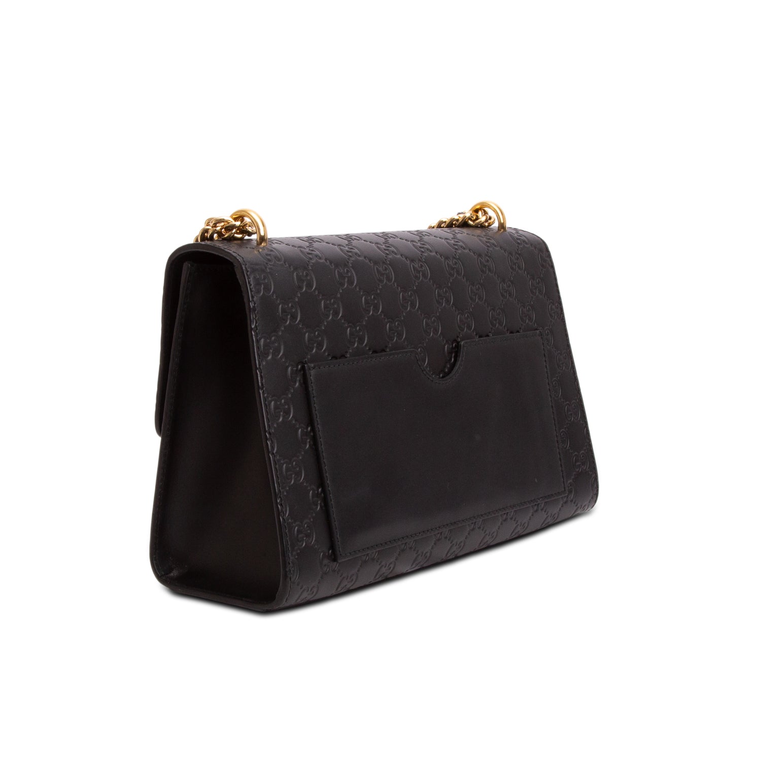 Gucci Black GG Signature Leather Medium Padlock Shoulder Bag w/ Box