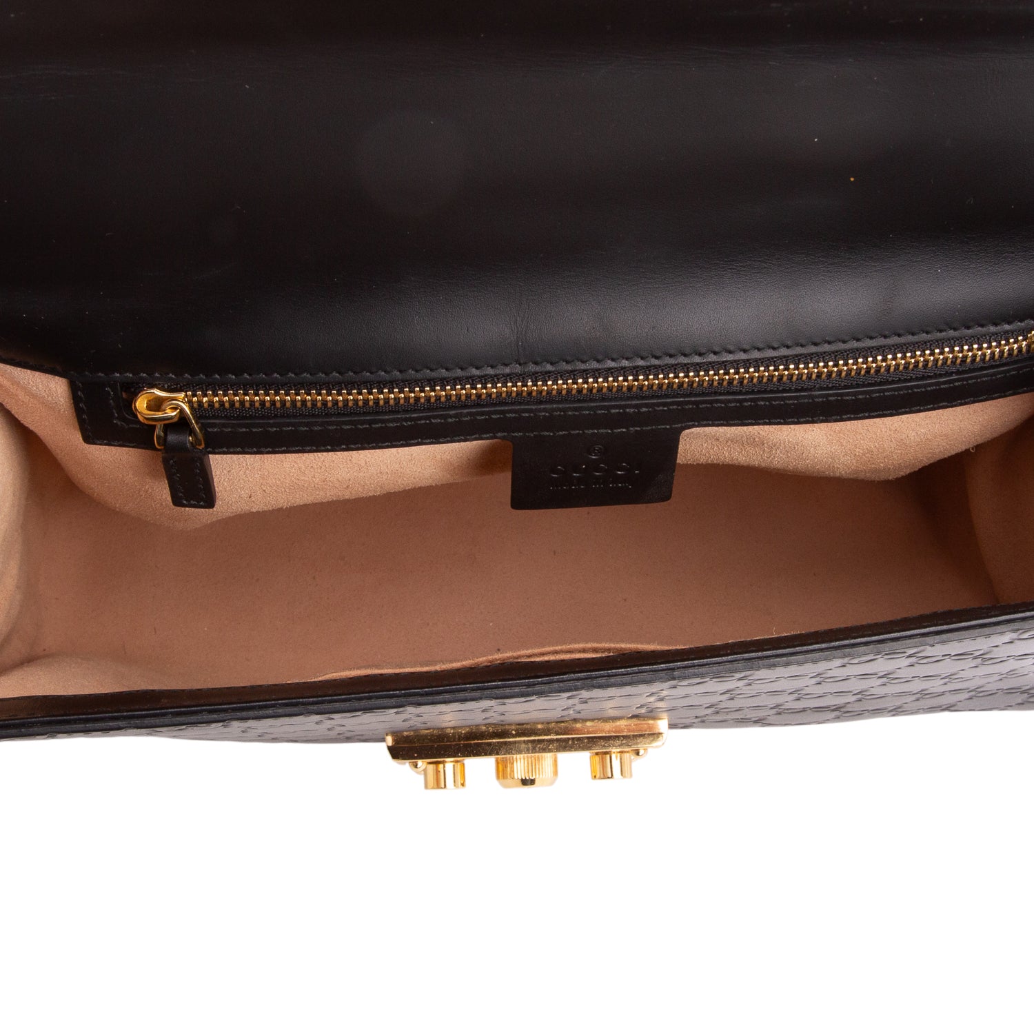 Gucci Black GG Signature Leather Medium Padlock Shoulder Bag w/ Box
