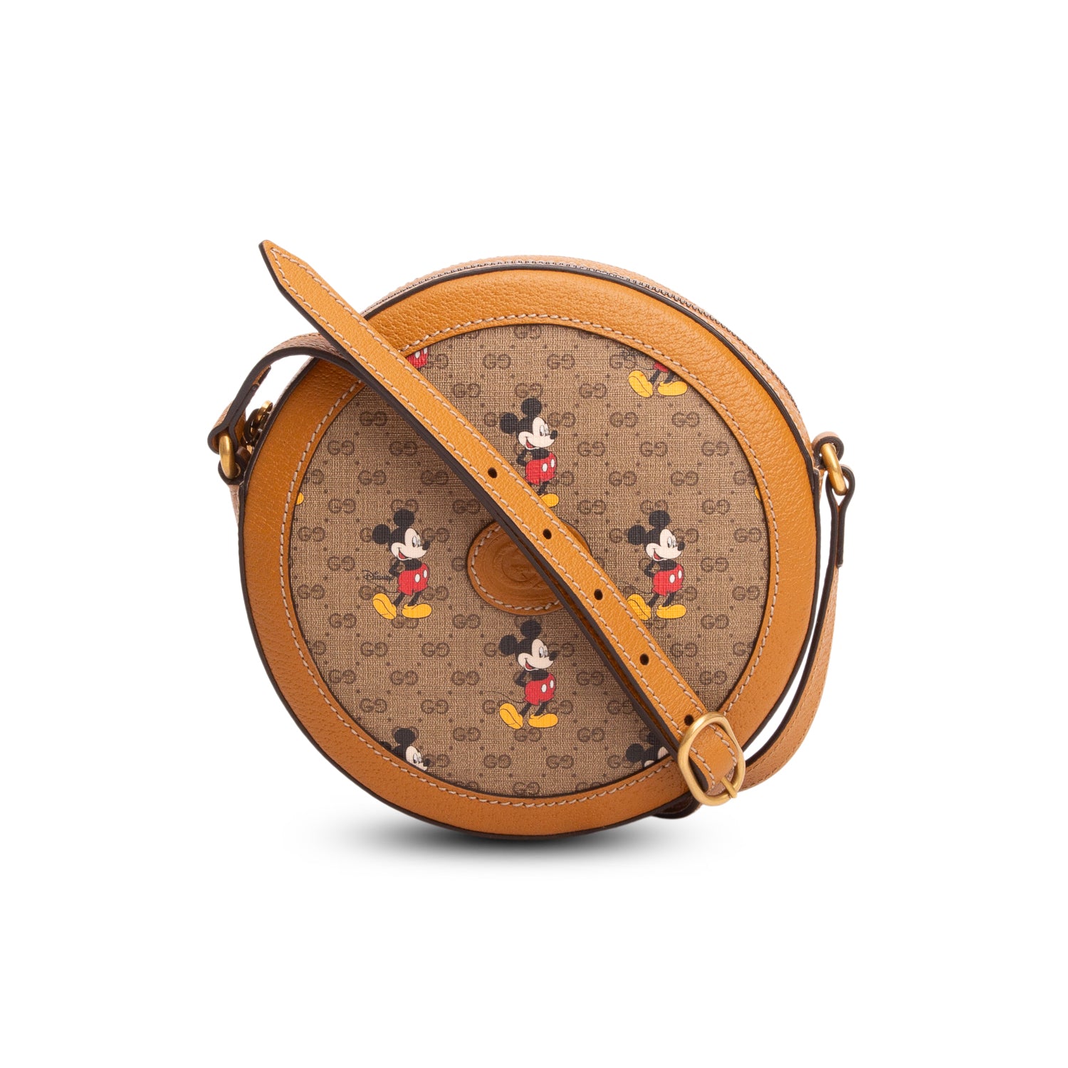 Gucci x Disney Mini Vintage GG Supreme Monogram Mickey Mouse Round Shoulder Bag w/ Box