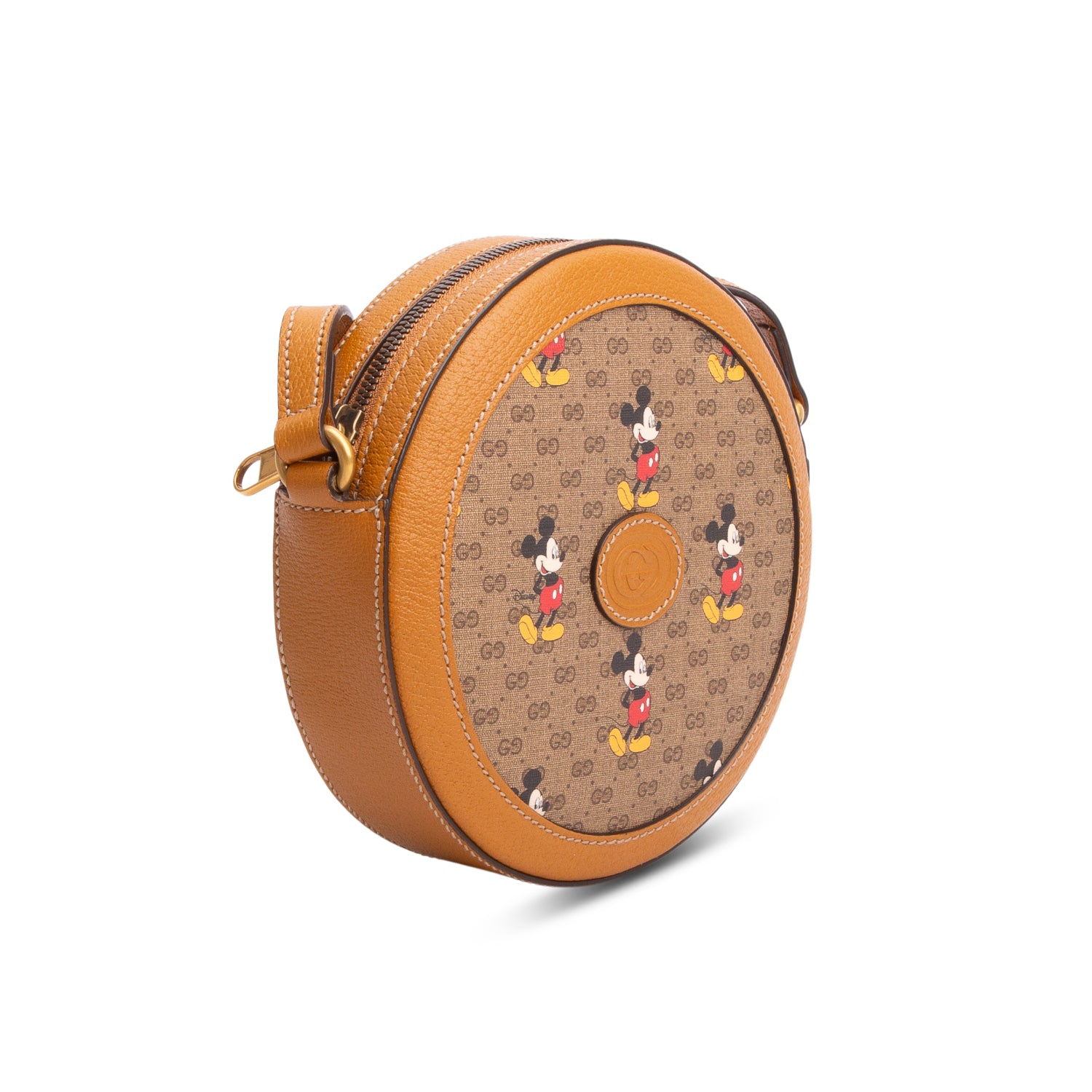 Gucci x Disney Mini Vintage GG Supreme Monogram Mickey Mouse Round Shoulder Bag w/ Box