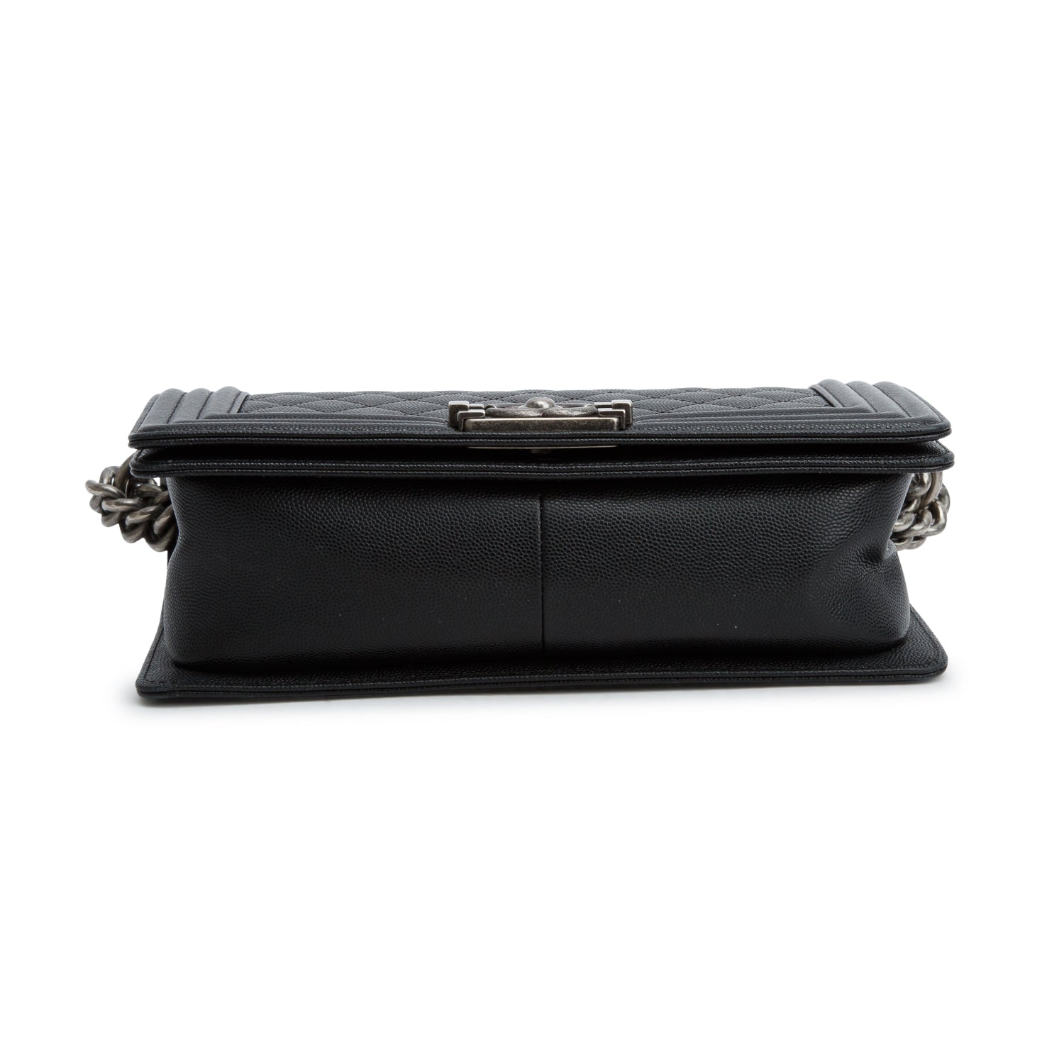 Chanel Black Caviar Quilted Medium Boy Flap Bag w/ Authenticity Card