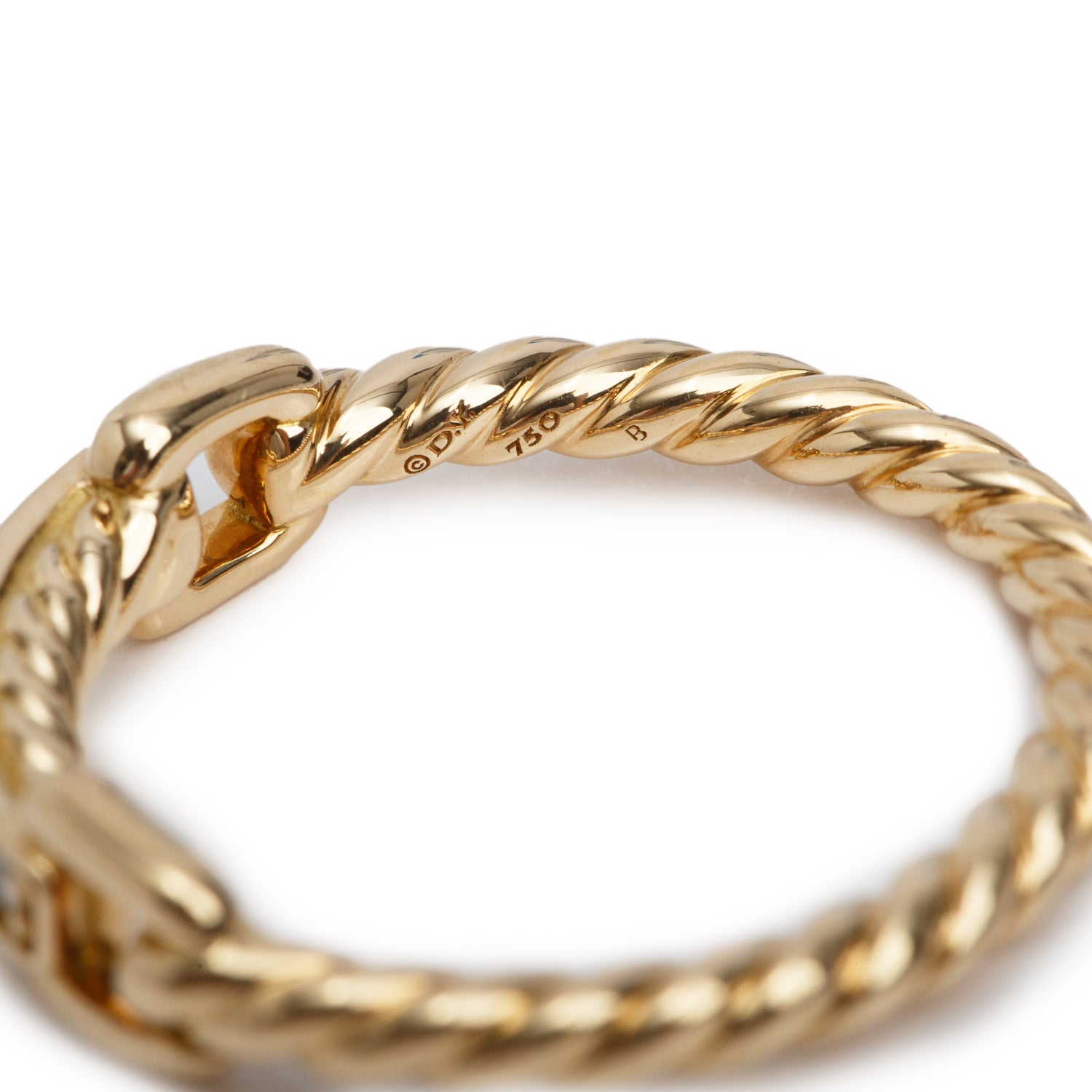 David Yurman 18k Yellow Gold Diamond 2.5 MM Petite Buckle Band Ring, Size 5.5