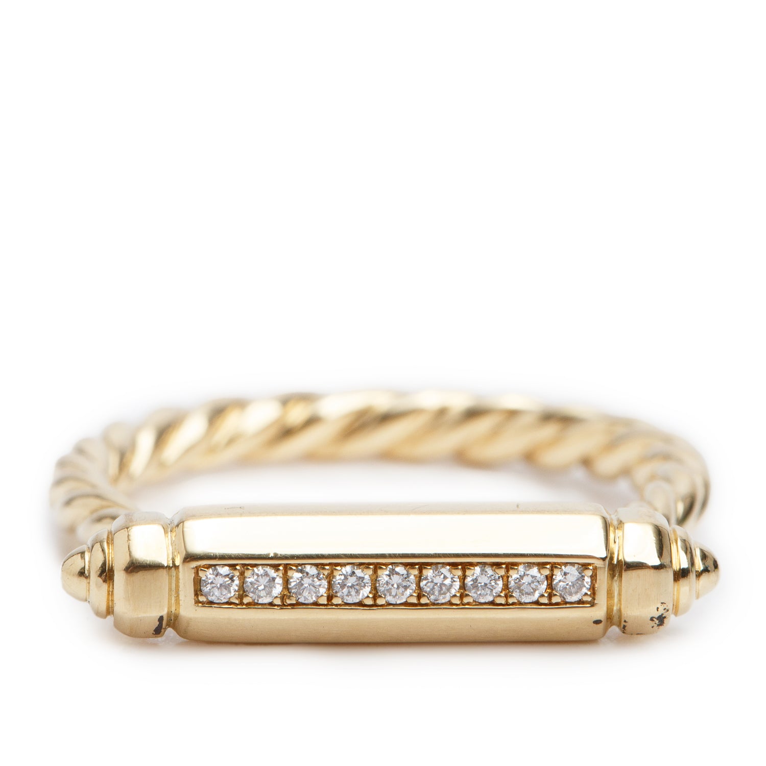 David Yurman 18k Yellow Gold Diamond Lexington 4.5MM Barrel Ring, Size 7.5