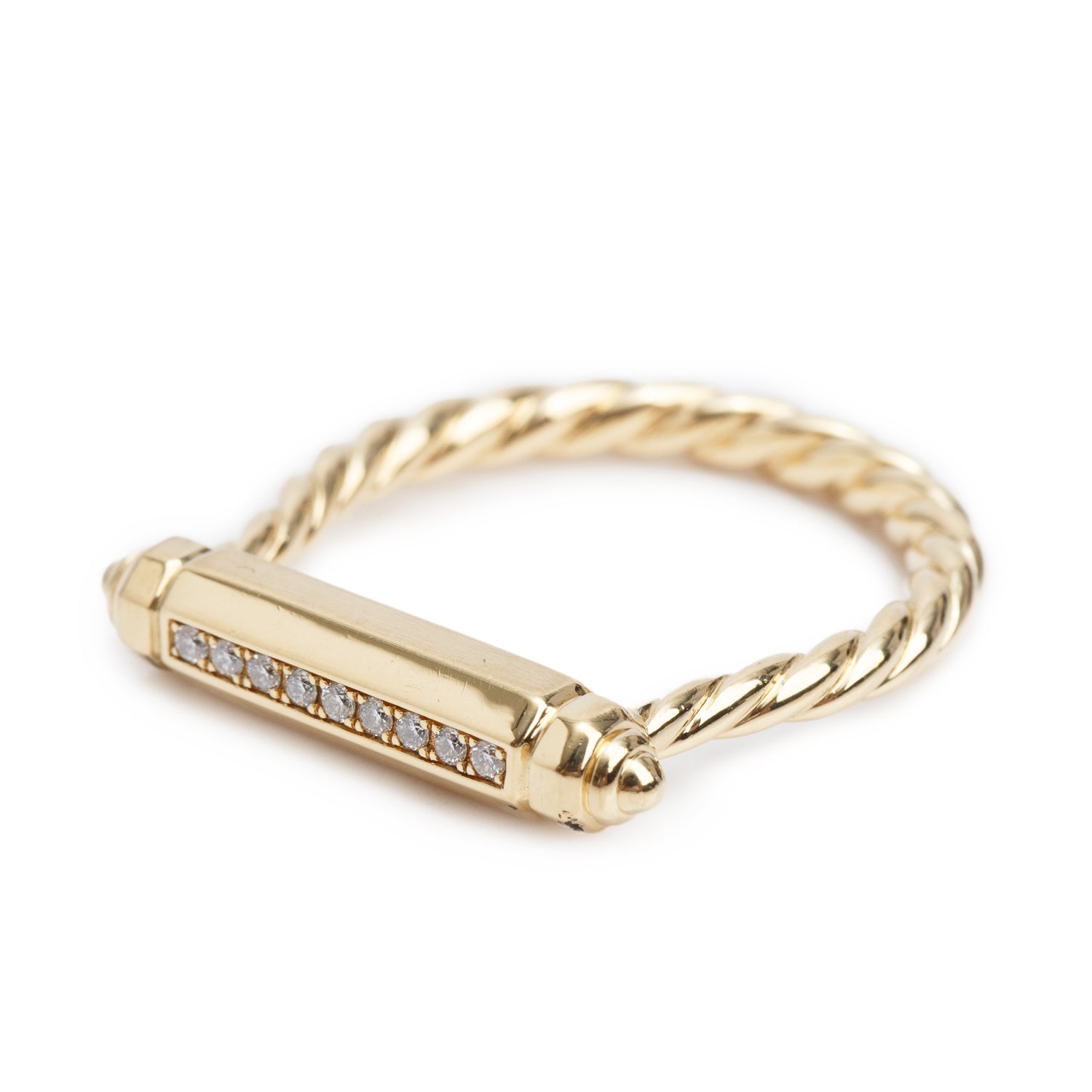 David Yurman 18k Yellow Gold Diamond Lexington 4.5MM Barrel Ring, Size 7.5