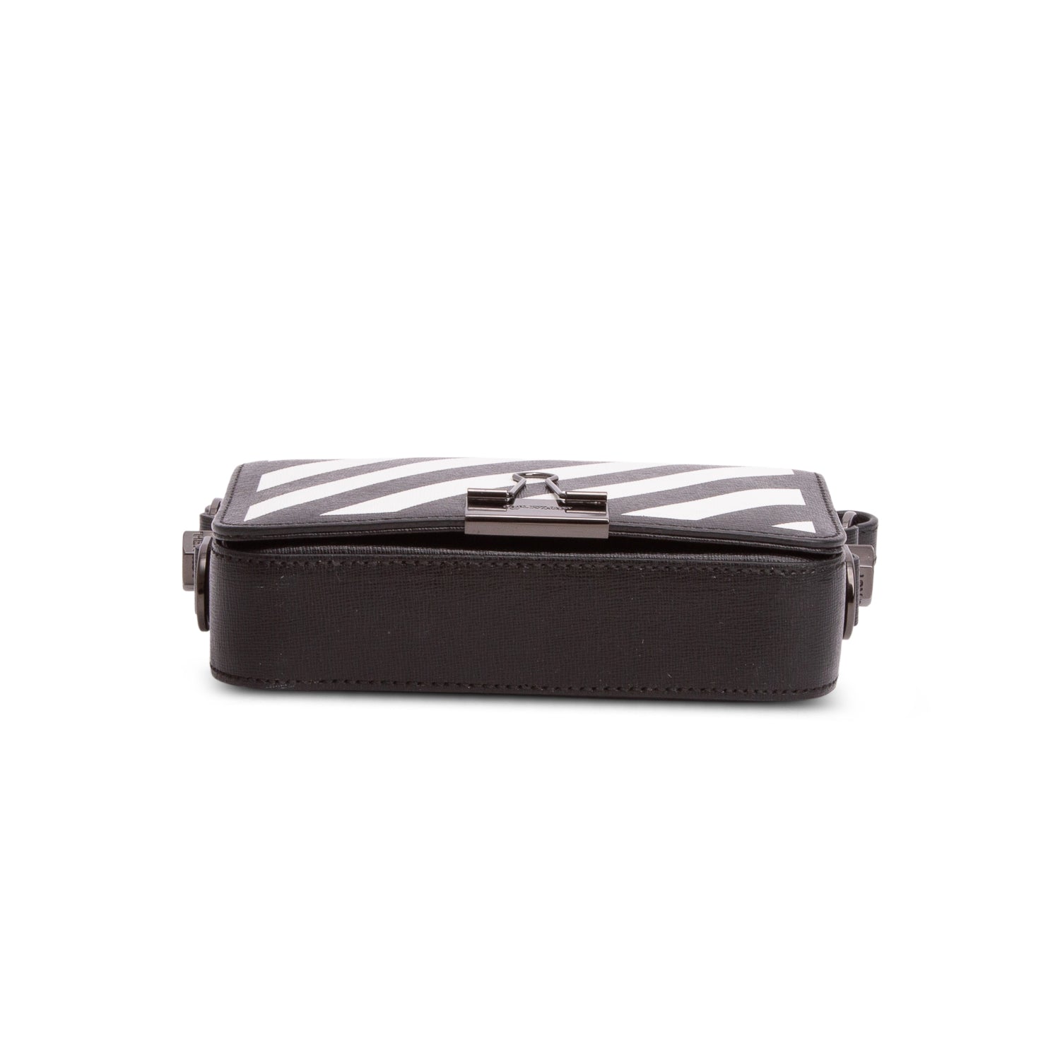 Off-White Black & White Calfskin Binder Clip Shoulder bag w/ Strap