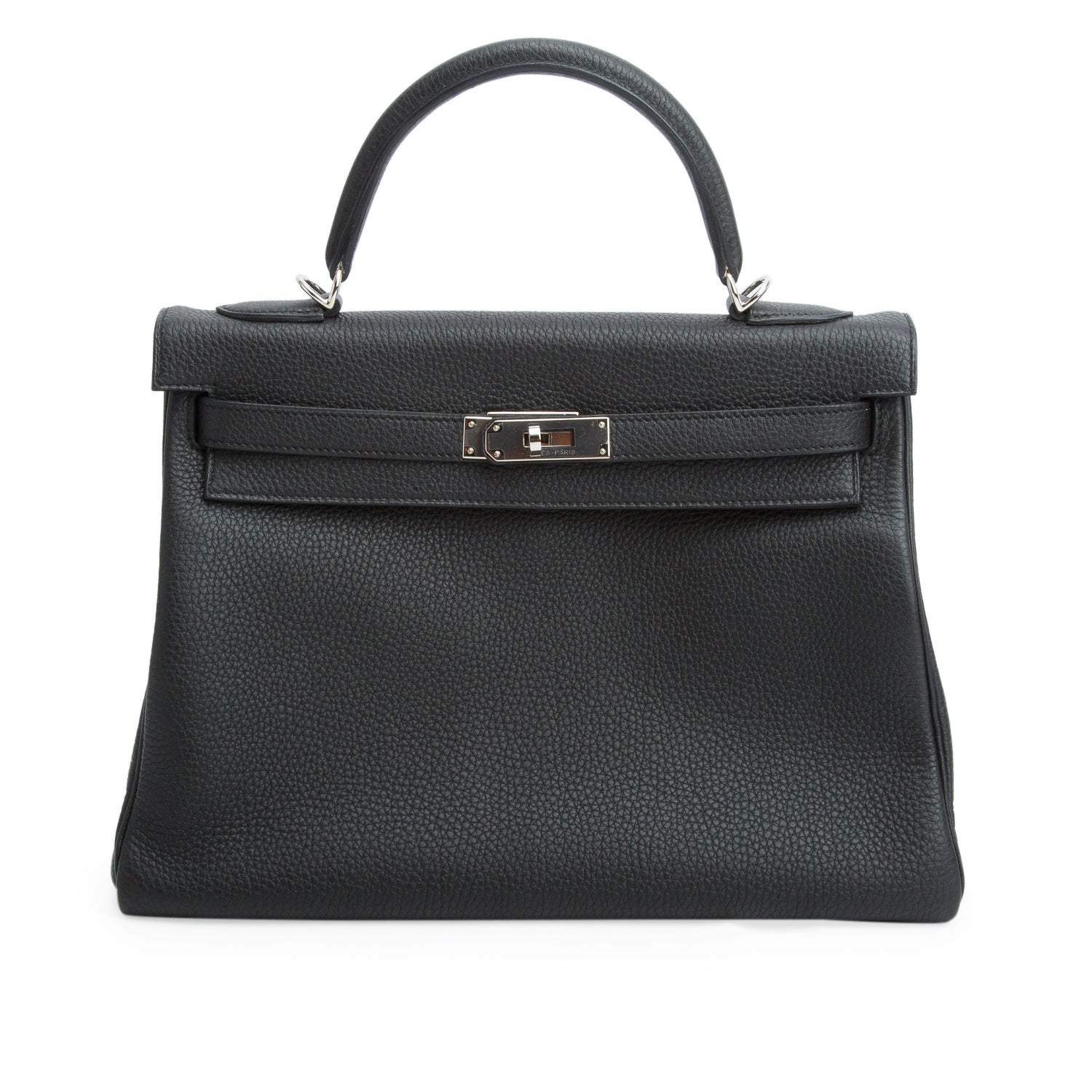 Hermes Noir Togo Kelly II Retourne 32 w/ Strap & Box