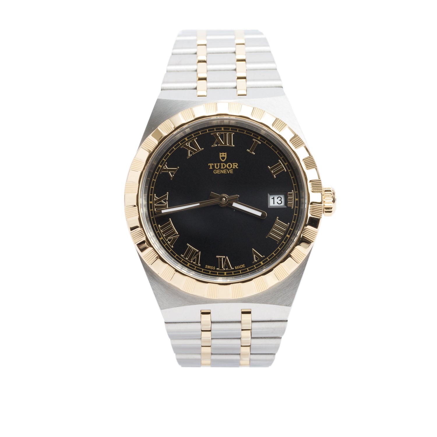 Tudor 2026 Stainless Steel & 18k Yellow Gold Royal 38 MM Automatic Watch Black Dial 28503 w/ Papers