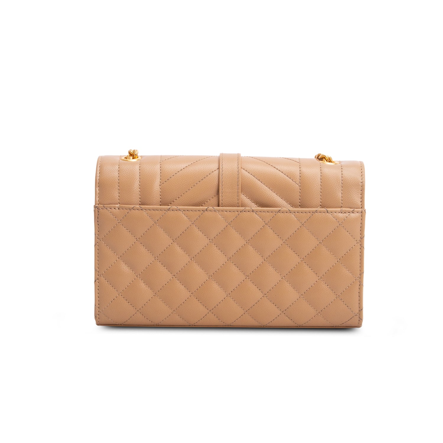 Saint Laurent Brown Grain de Poudre Textured Mixed Matelasse Triquilt Small Monogram Satchel