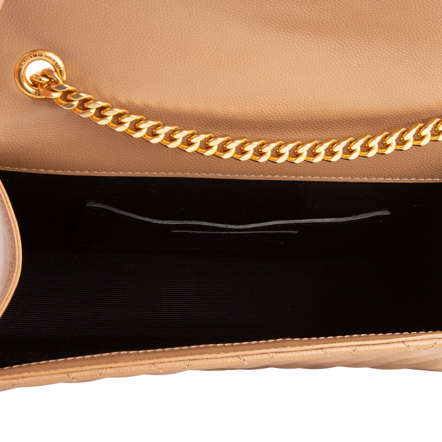Saint Laurent Brown Grain de Poudre Textured Mixed Matelasse Triquilt Small Monogram Satchel