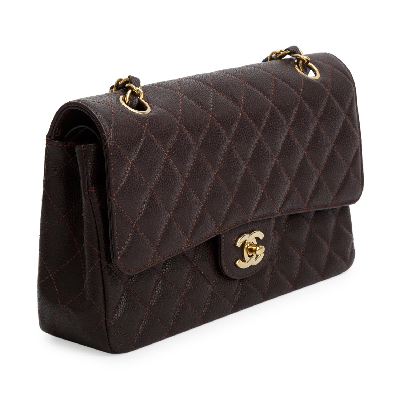 Chanel Brown Caviar Classic Medium Double Flap Bag