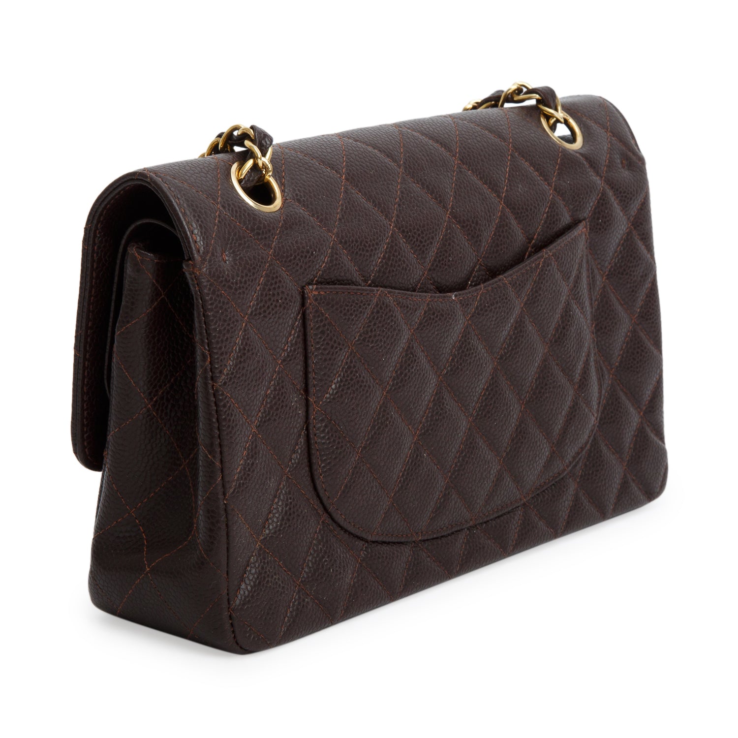 Chanel Brown Caviar Classic Medium Double Flap Bag