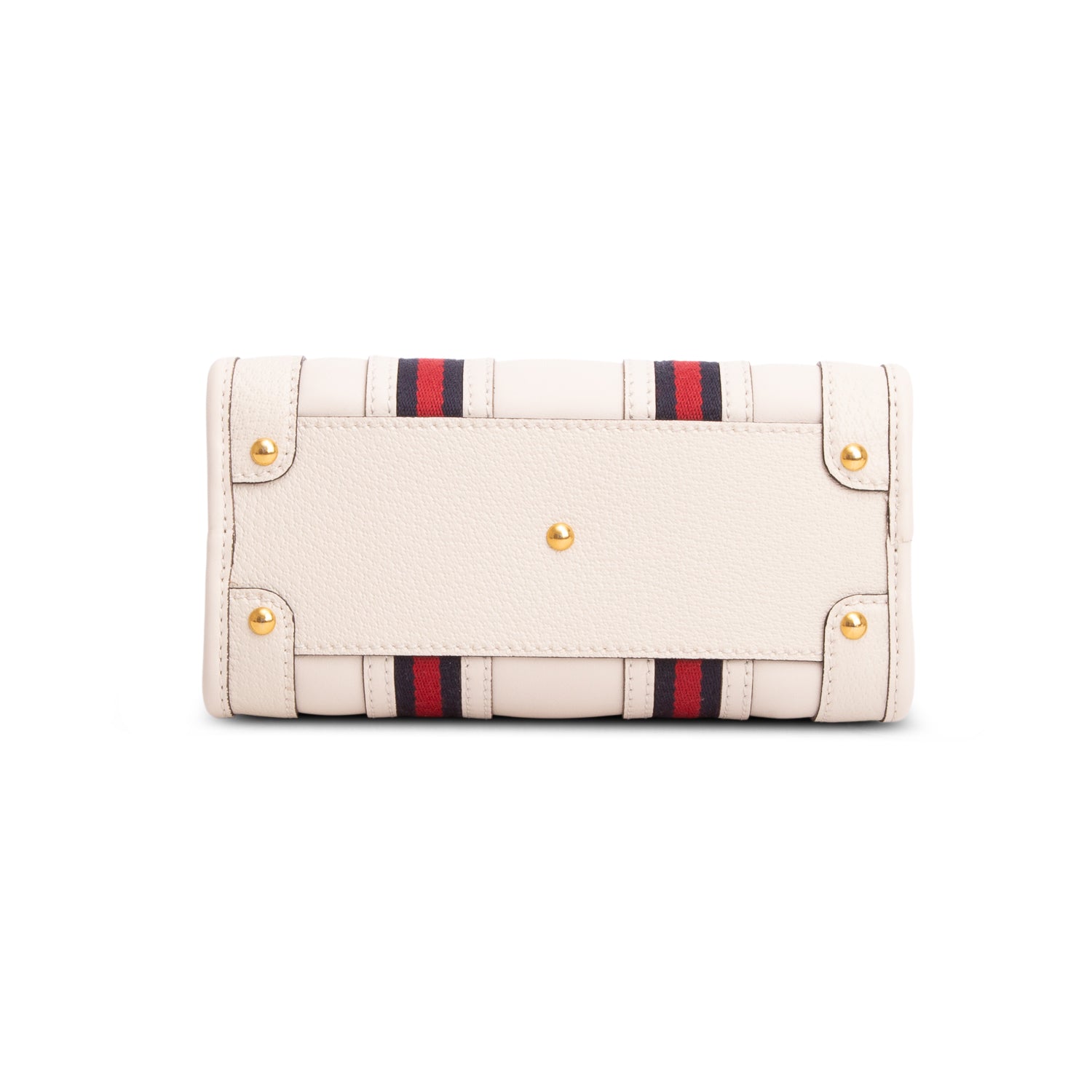 Gucci White Koy Calfskin Web Mini Bauletto Duffle Top Handle Bag w/ Strap