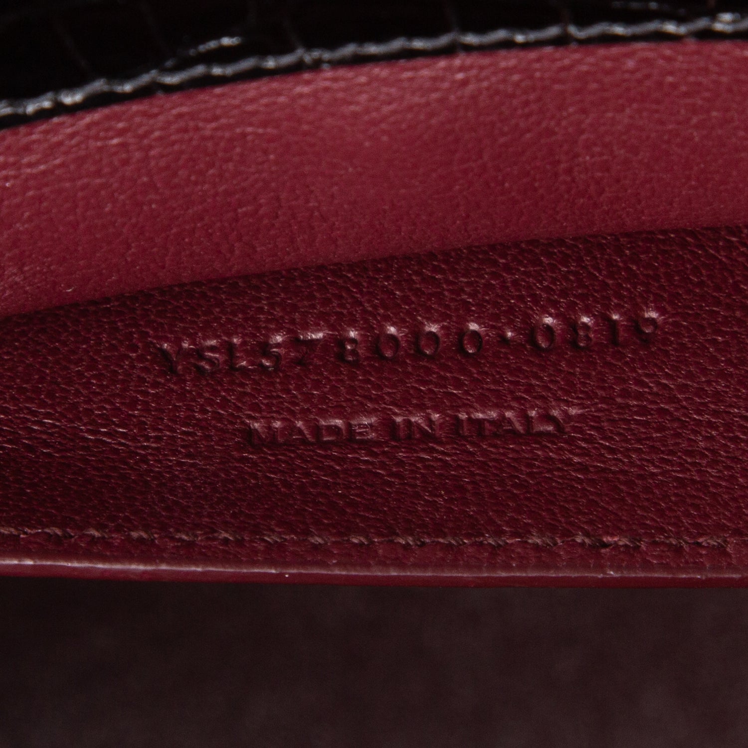 Saint Laurent Black Calfskin Crocodile Embossed Medium Classic Monogram Cassandra Top Handle w/ Strap