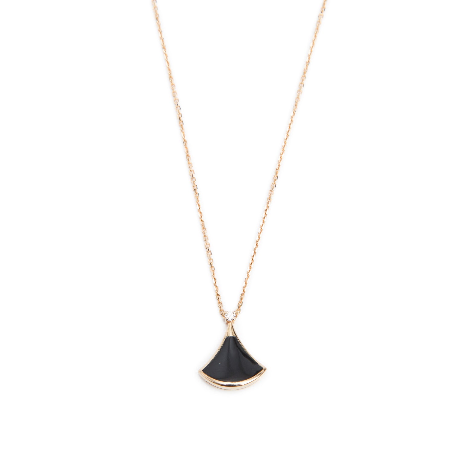 BVLGARI 2025 18k Rose Gold Black Onyx & Diamond Diva's Dream Pendant Necklace w/ Box, Certificate & Receipt