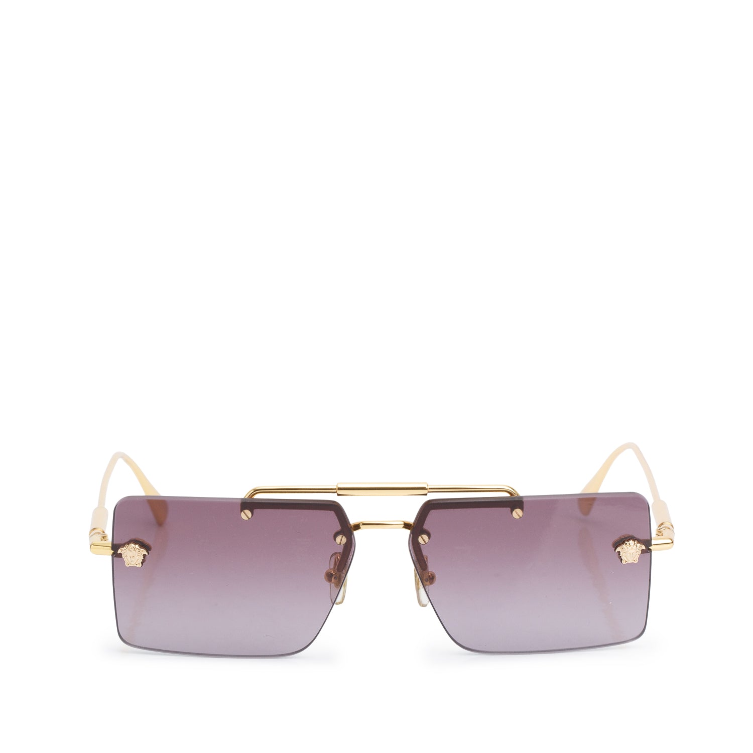 Versace Mod 2245 Gold Tone Metal Rimless Medusa Square Sunglasses w/ Case