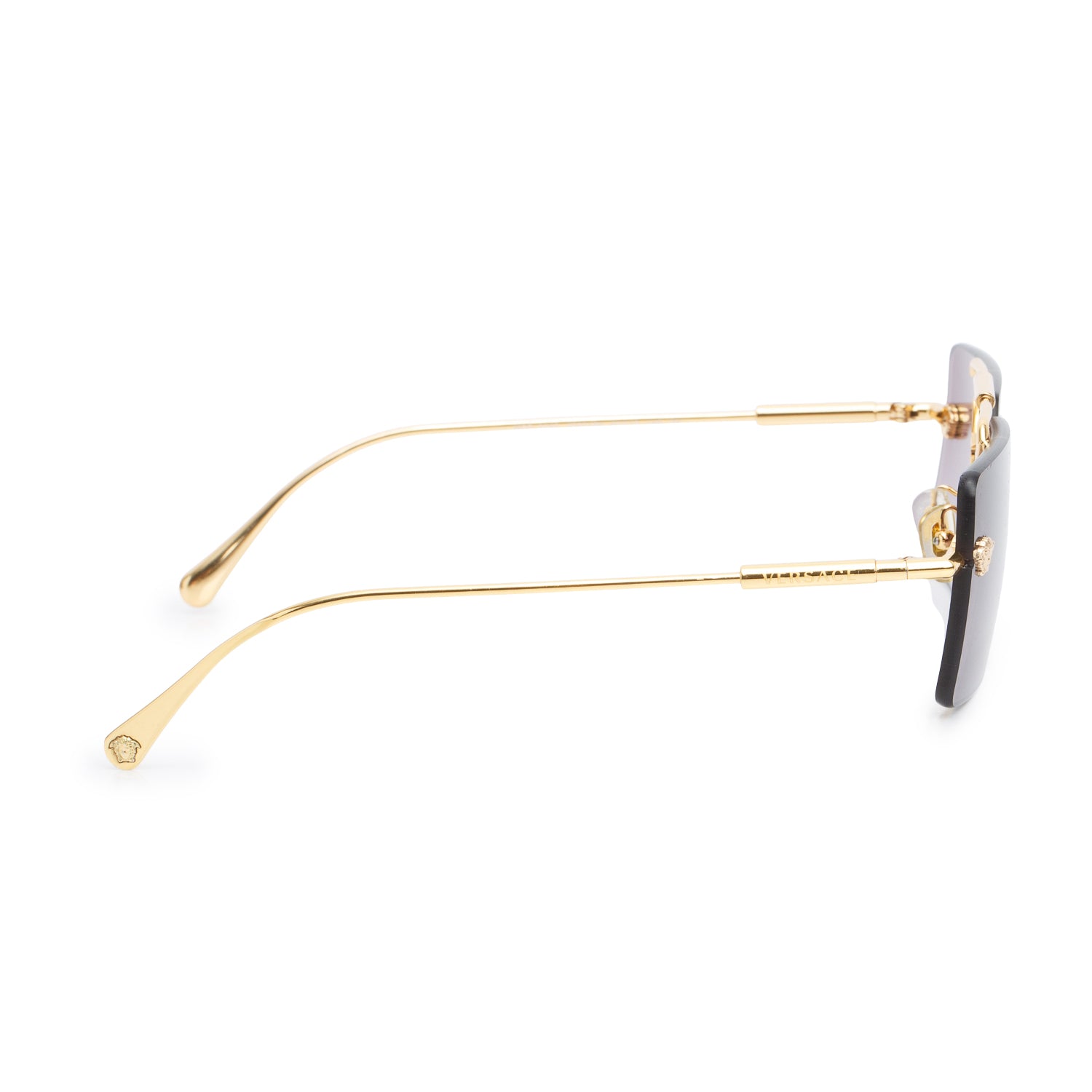 Versace Mod 2245 Gold Tone Metal Rimless Medusa Square Sunglasses w/ Case