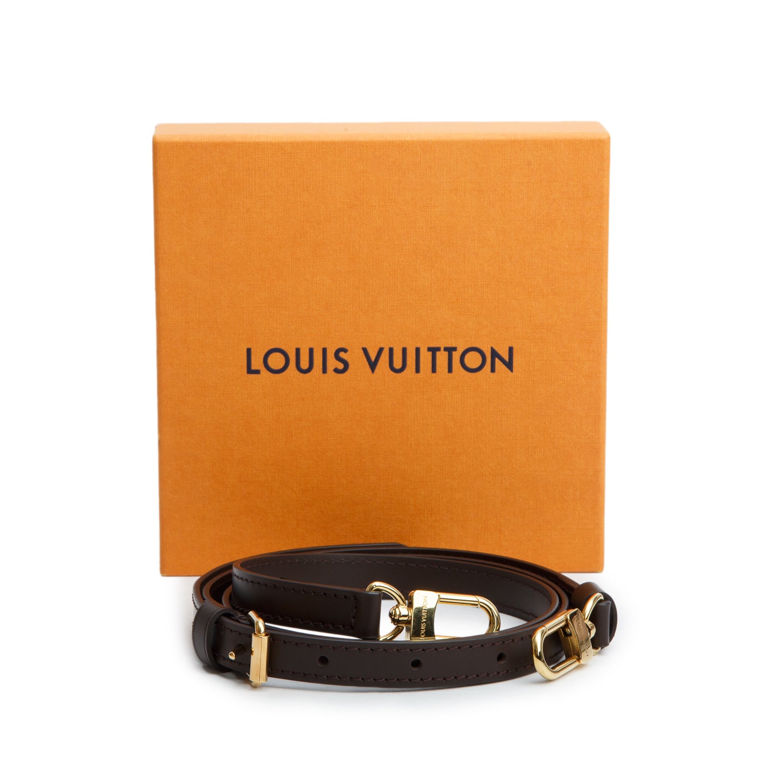 Louis Vuitton Brown Leather 16MM Adjustable Shoulder Bag Strap w/ Box