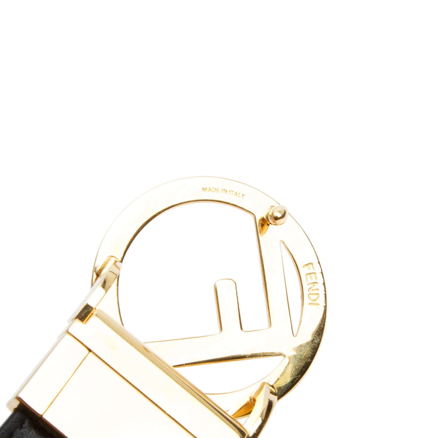 Fendi Black/Red  Calfskin Leather F is Fendi Round Buckle Belt