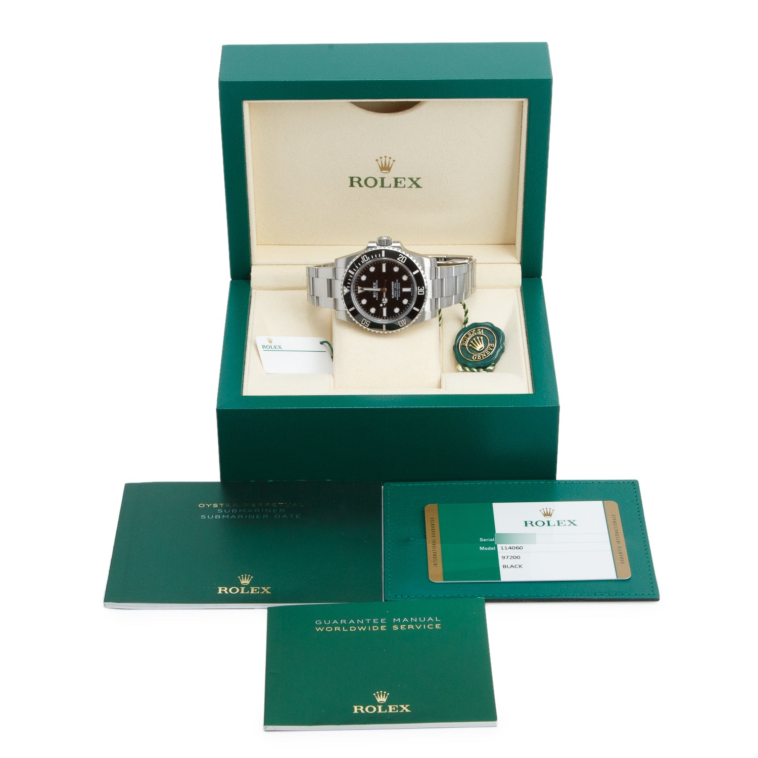 Rolex Stainless Steel Submariner (No Date) 40 MM Automatic Watch Black Dial 114060 w/ Box & Papers