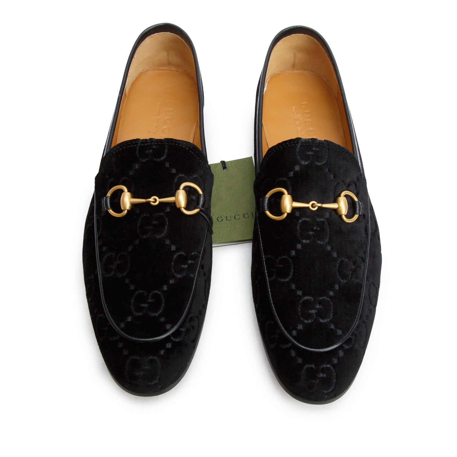 Gucci Black Velvet GG Monogram Horsebit Jordaan Loafers, Men's Size 9 w/ Box