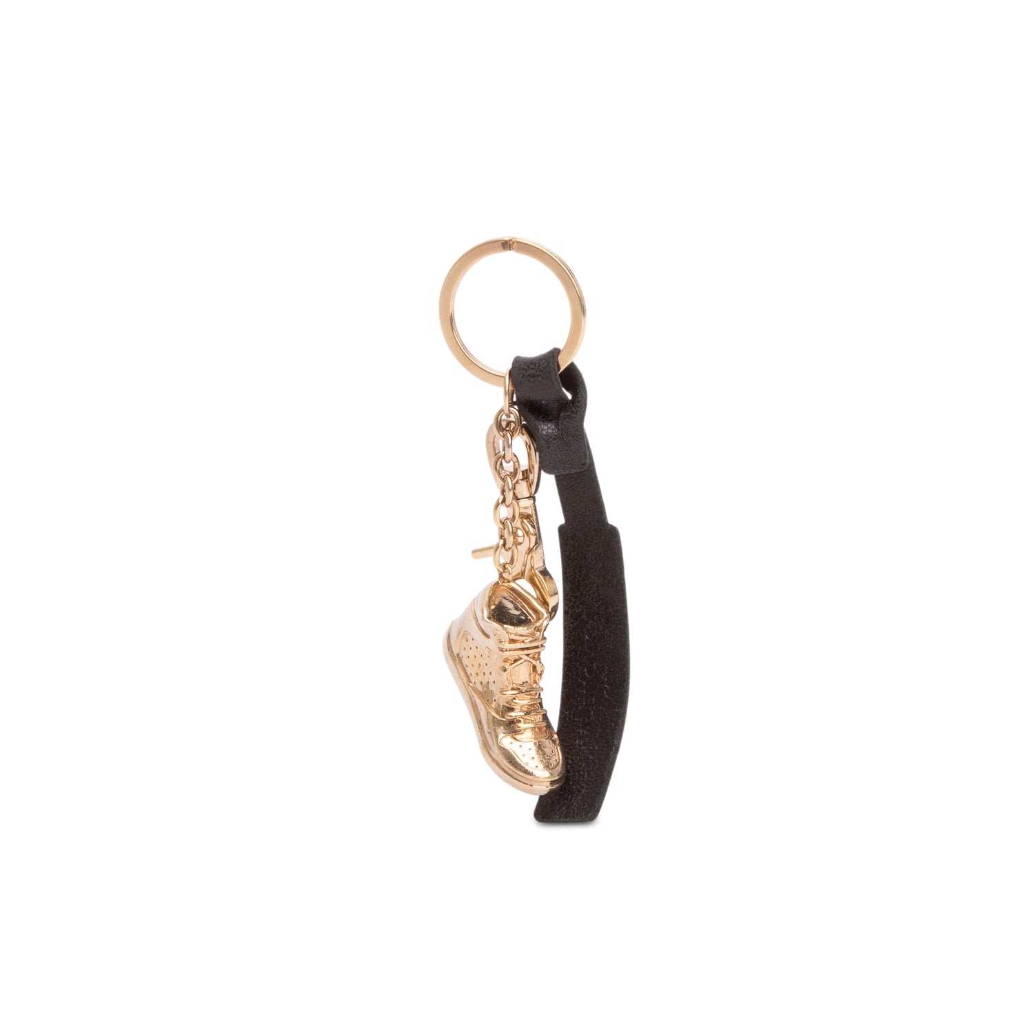 Balenciaga Gold -Tone Black Leather Sneaker Key Chain Charm w/ Box