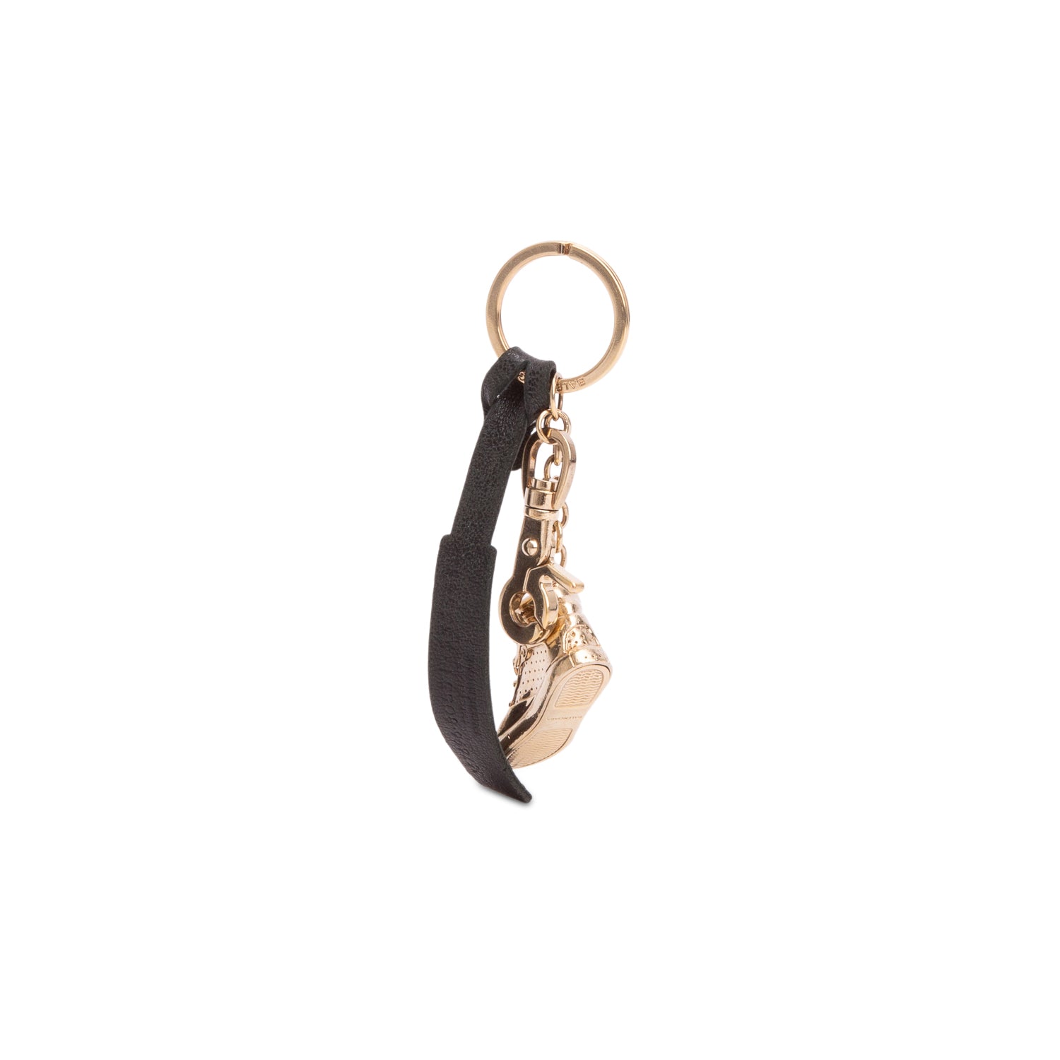 Balenciaga Gold -Tone Black Leather Sneaker Key Chain Charm w/ Box