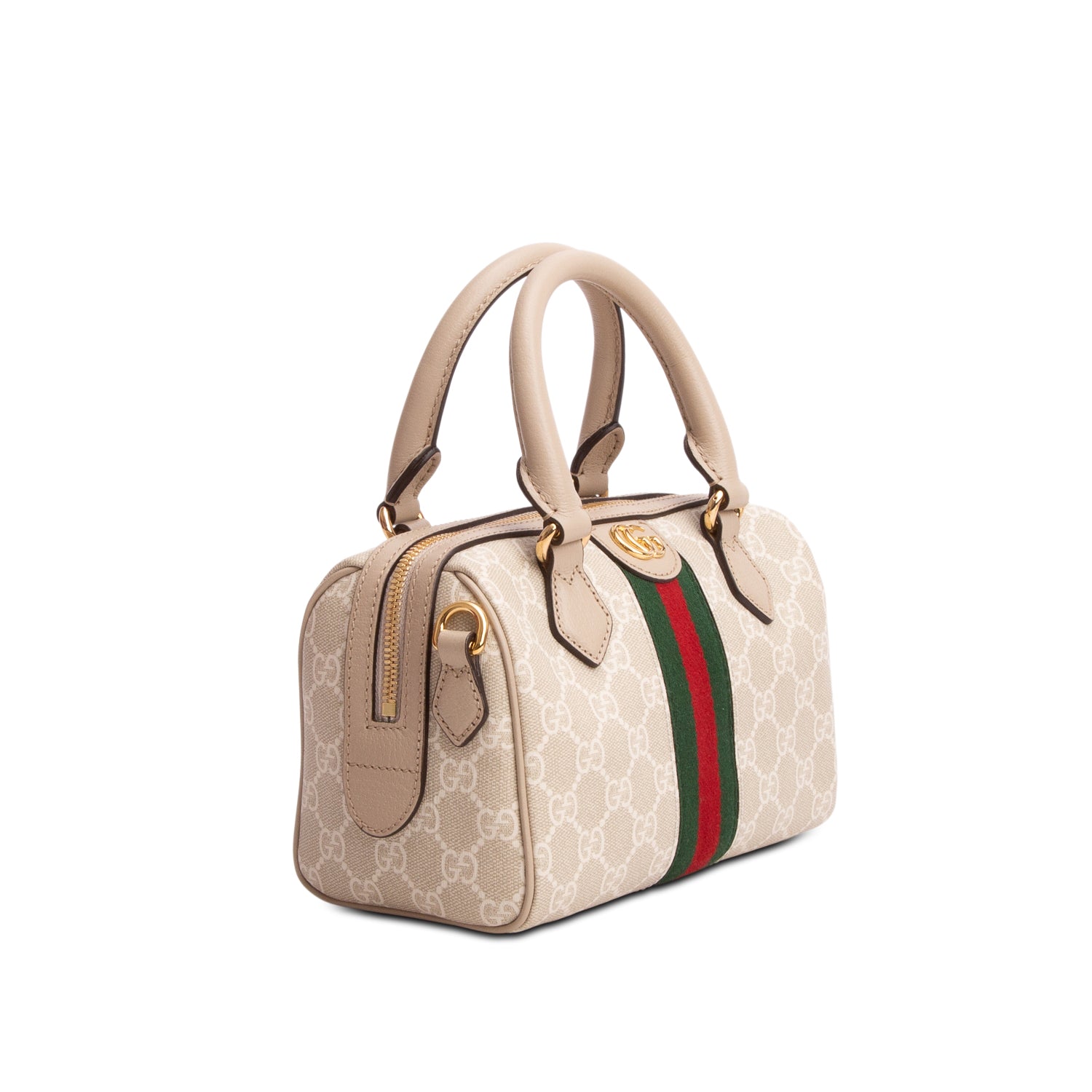 Gucci GG Supreme Monogram Textured Dollar Calfskin Web Small Ophidia Top Handle Bag w/ Box & Strap