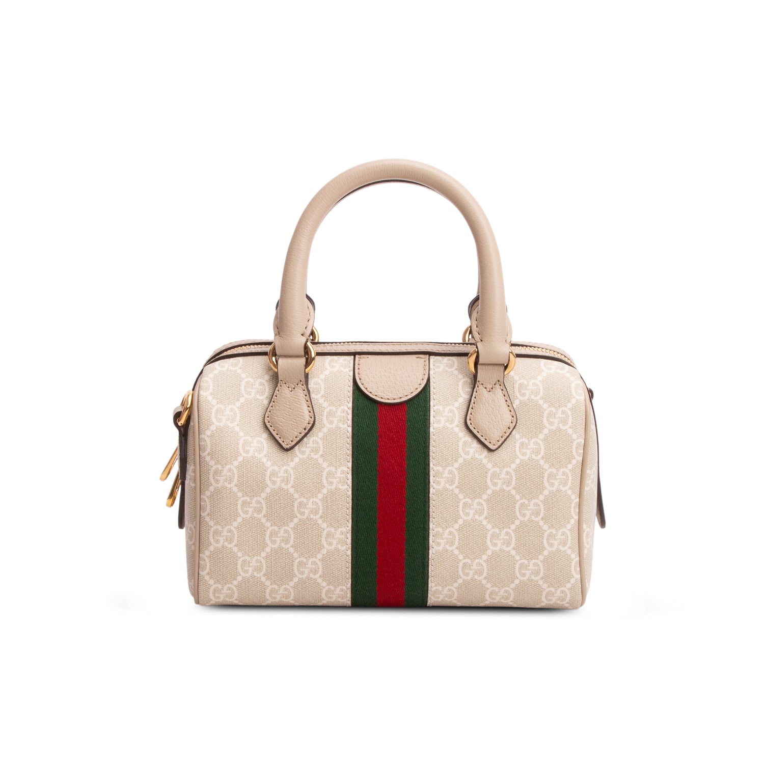 Gucci GG Supreme Monogram Textured Dollar Calfskin Web Small Ophidia Top Handle Bag w/ Box & Strap