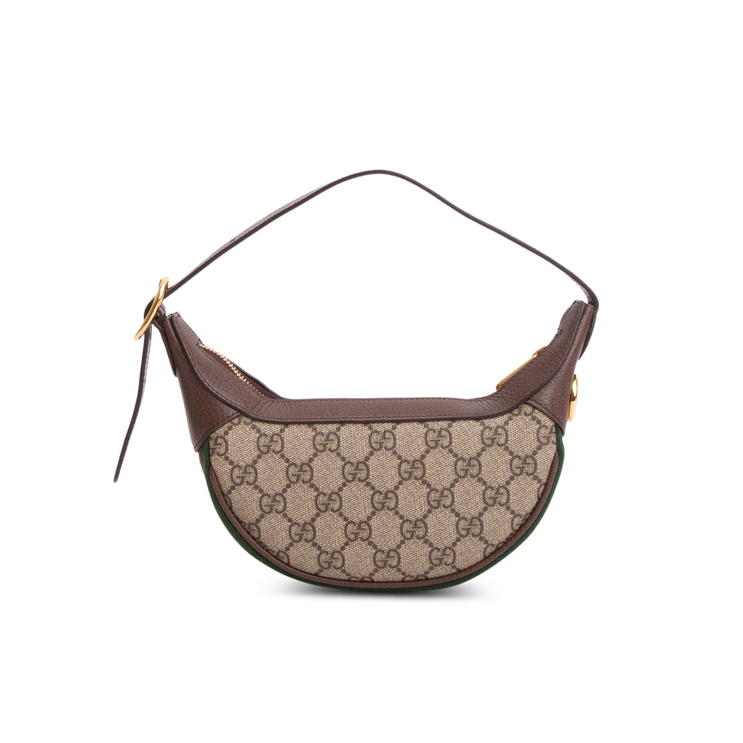 Gucci GG Supreme Monogram Textured Calfskin Web Mini Ophidia Half Moon Hobo w/ Box
