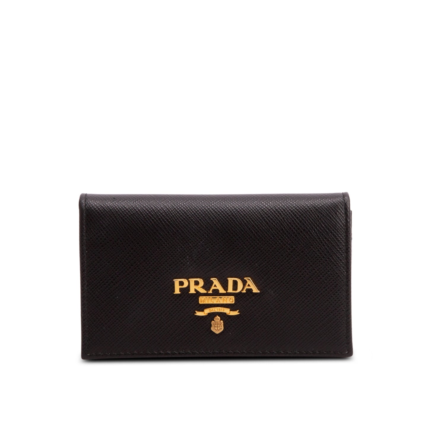 Prada Black Saffiano Leather Flap Card Holder