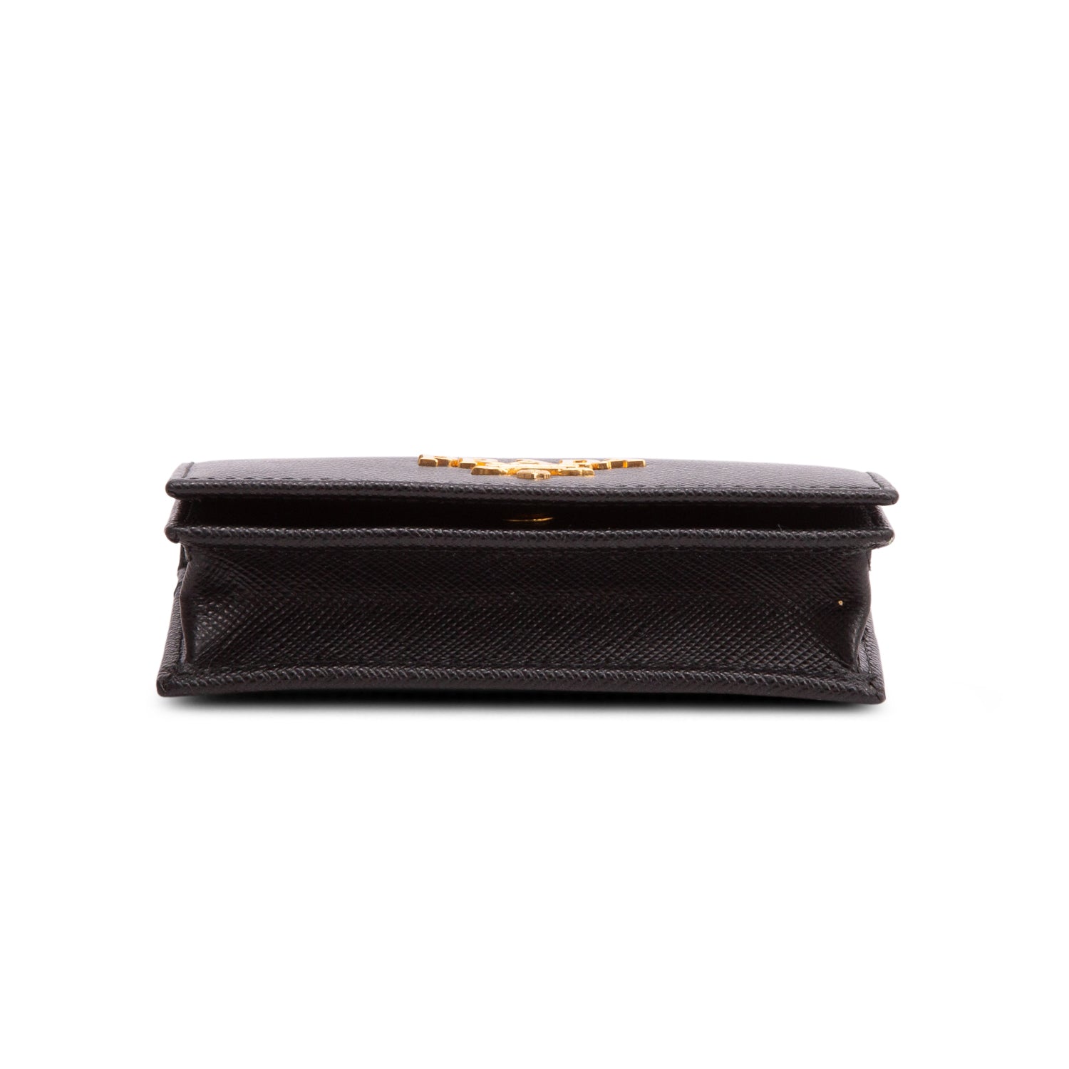 Prada Black Saffiano Leather Flap Card Holder