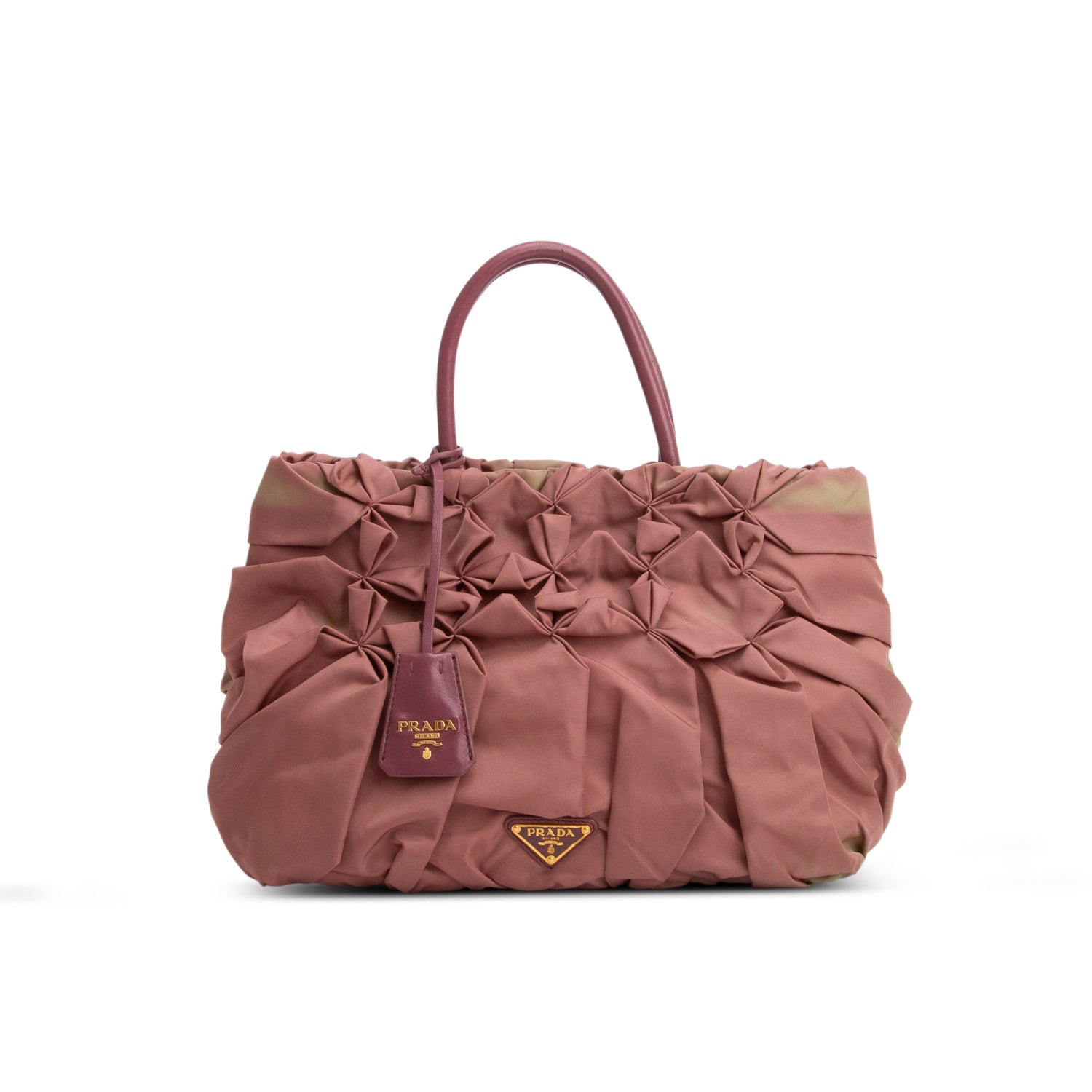 Prada Pink & Green Tessuto Nylon Origami Pleated Tote w/ Authenticity Card