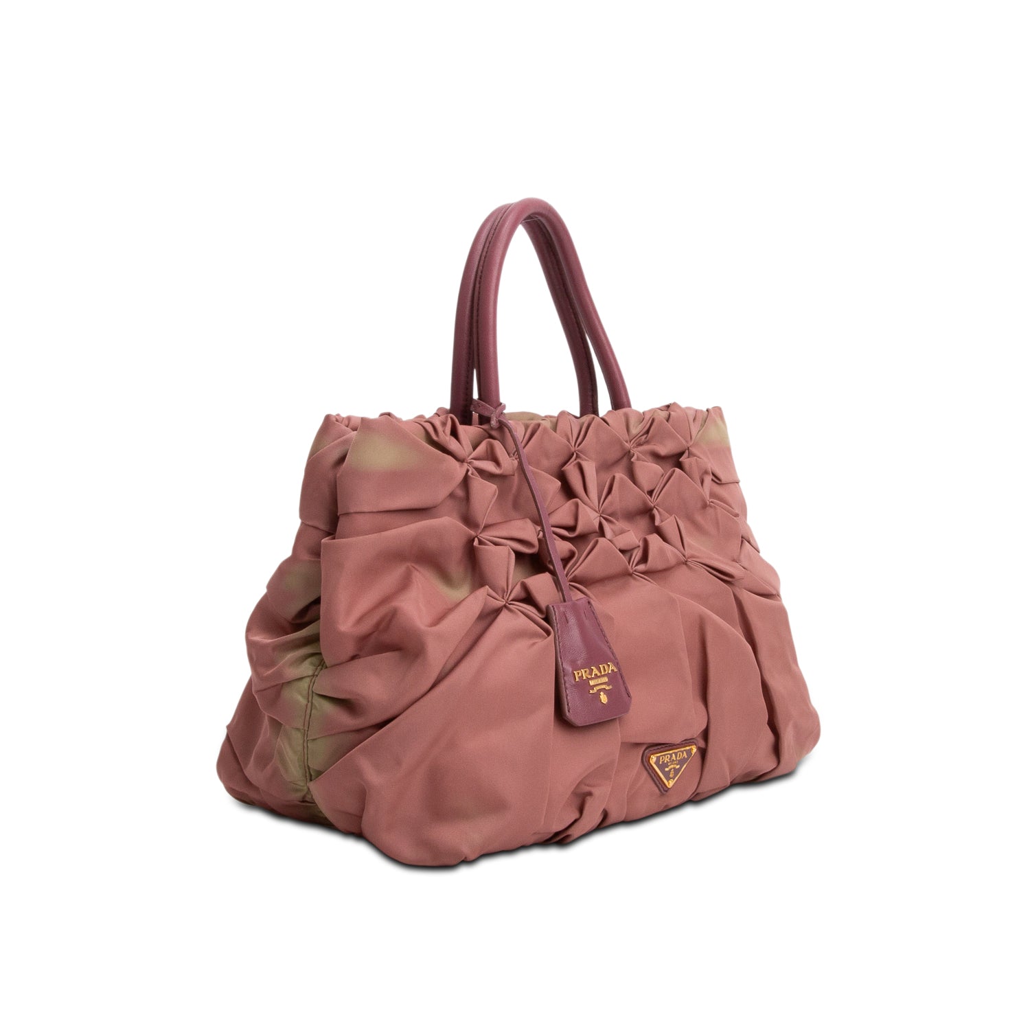 Prada Pink & Green Tessuto Nylon Origami Pleated Tote w/ Authenticity Card