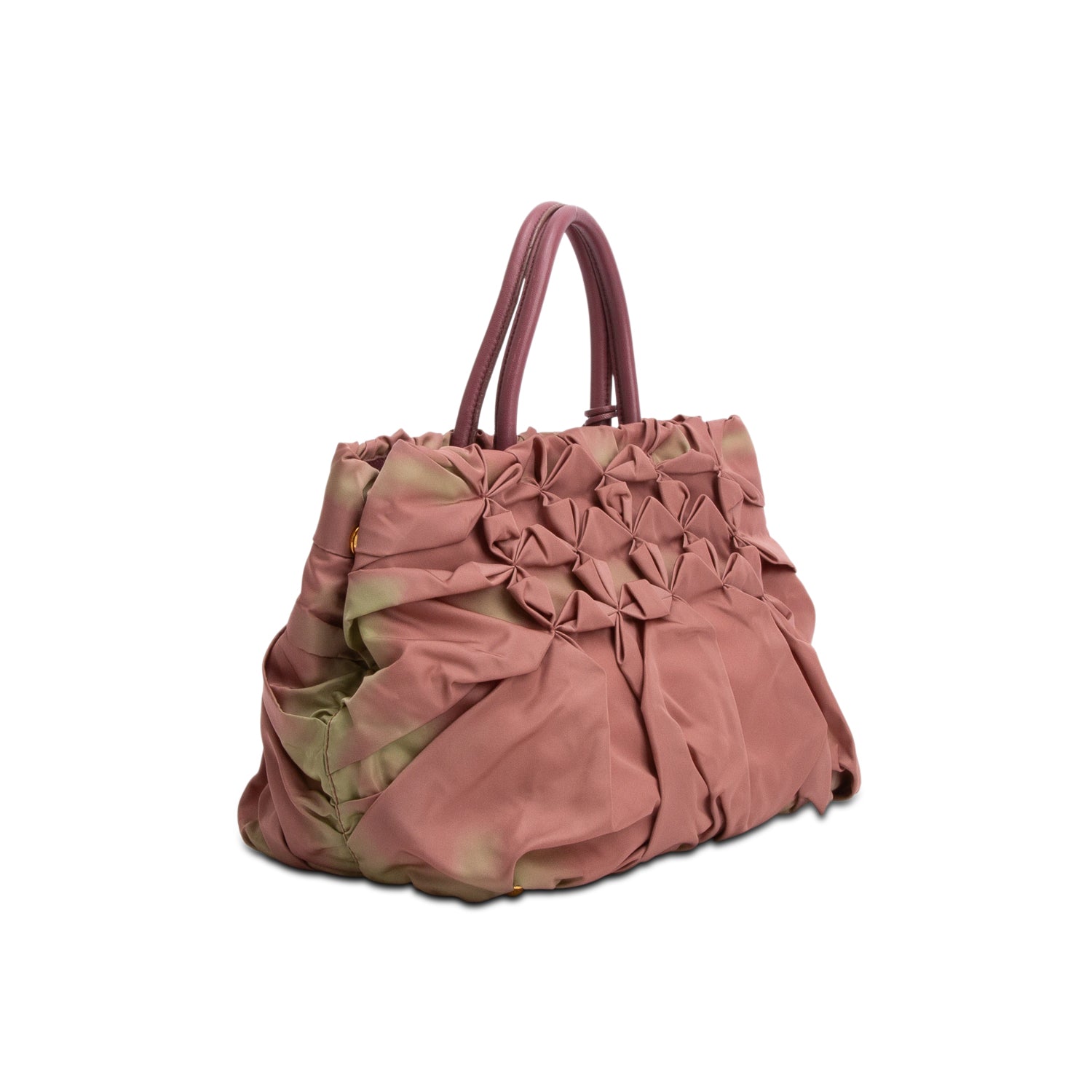 Prada Pink & Green Tessuto Nylon Origami Pleated Tote w/ Authenticity Card