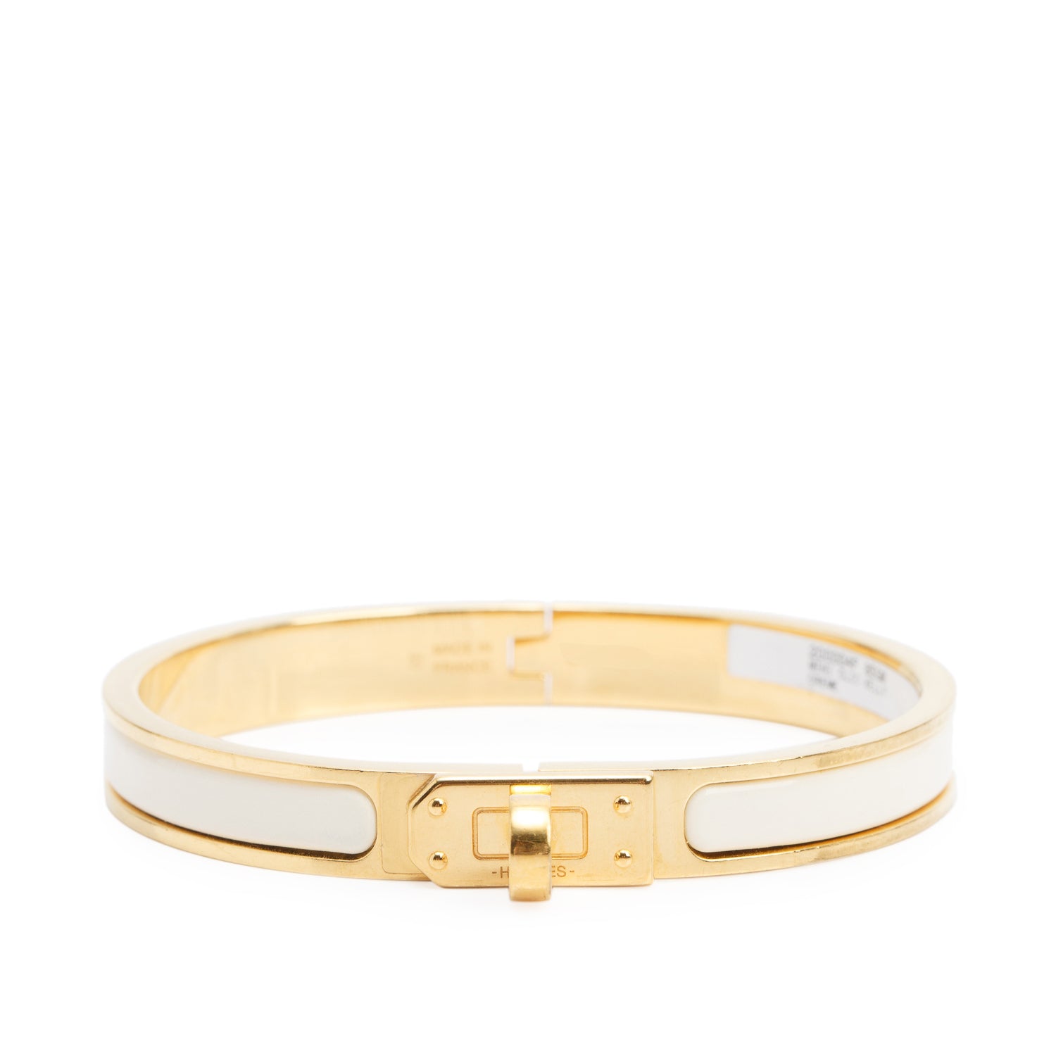 Hermes Yellow Gold-Plated Creme Enamel Mini Clic Kelly Bracelet