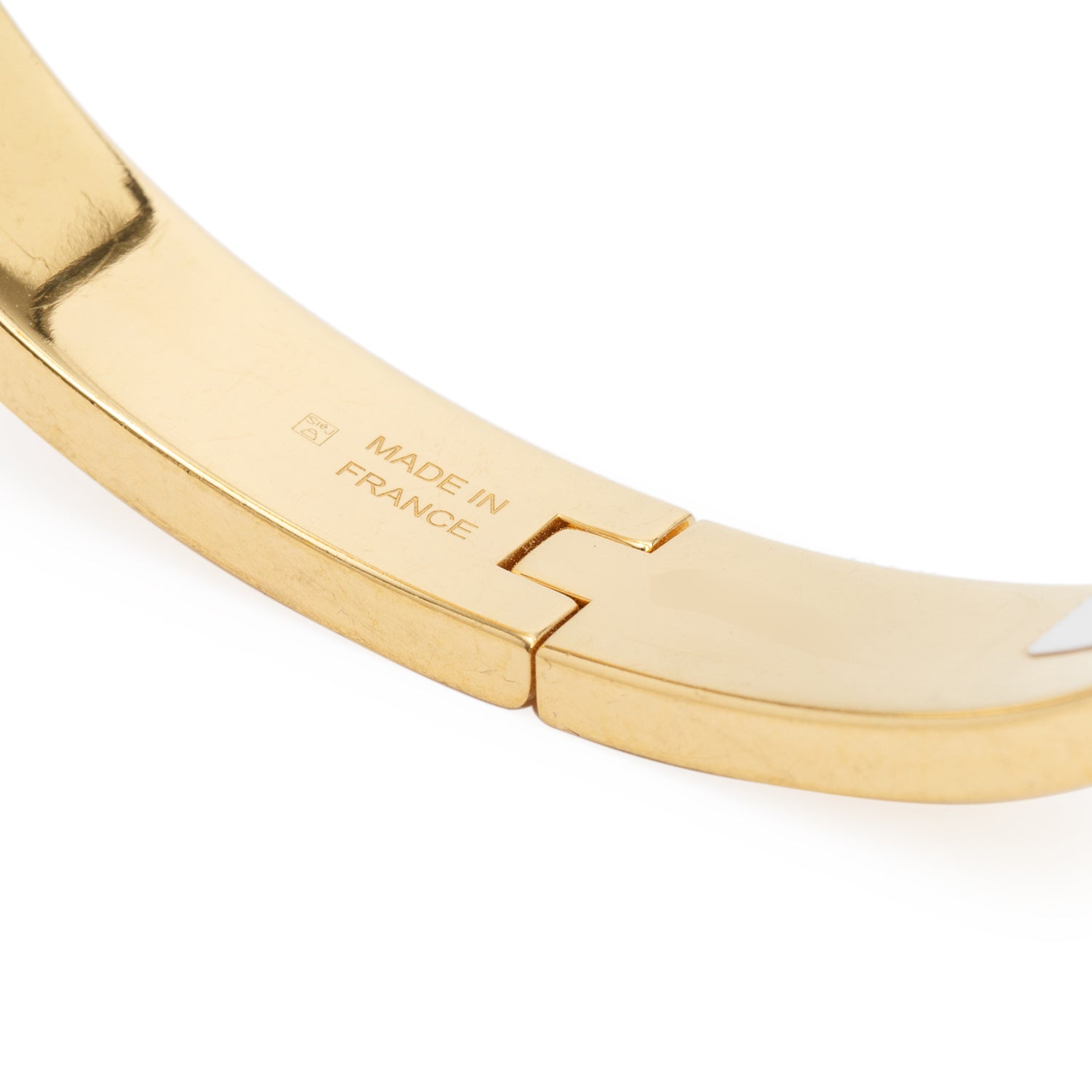 Hermes Yellow Gold-Plated Creme Enamel Mini Clic Kelly Bracelet