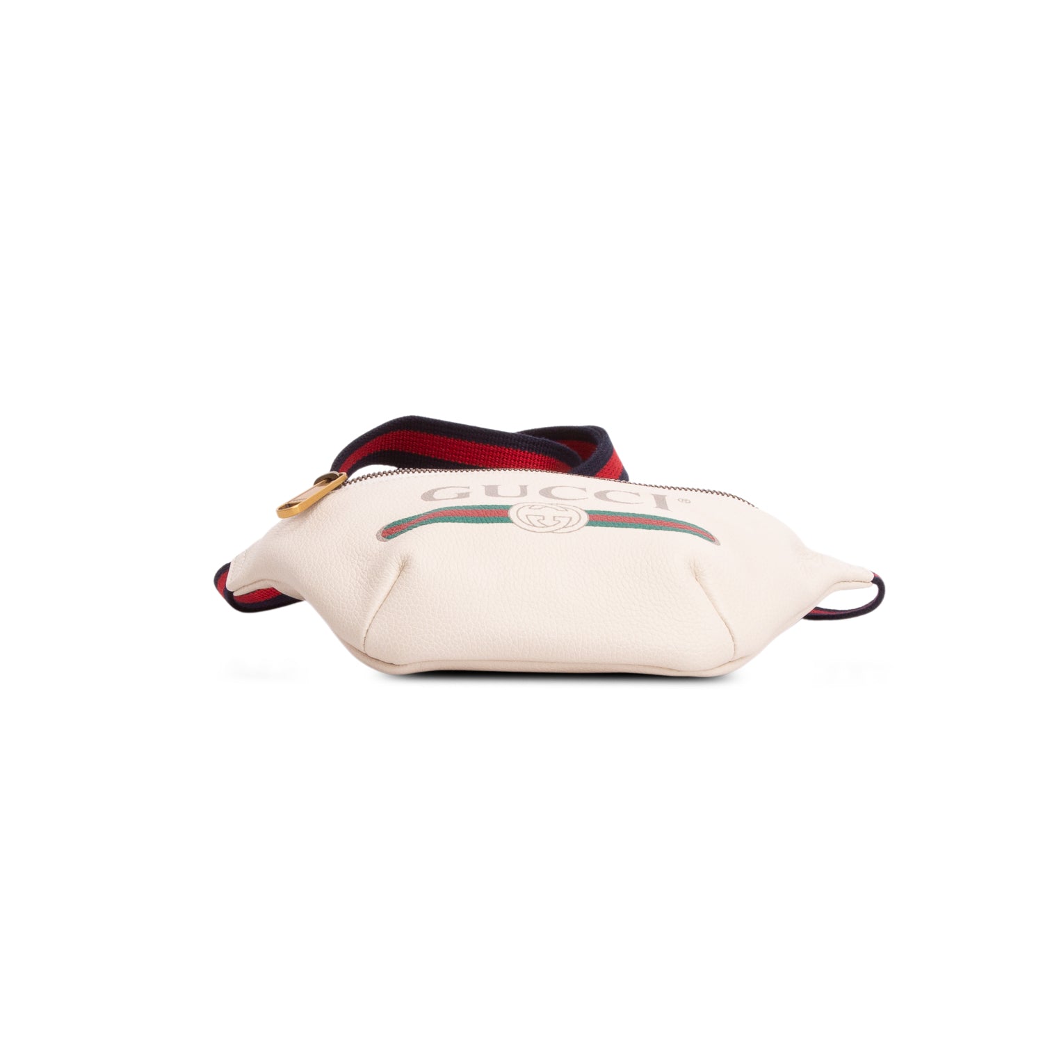 Gucci Cream Calfskin Leather Logo Print Small Belt Bag
