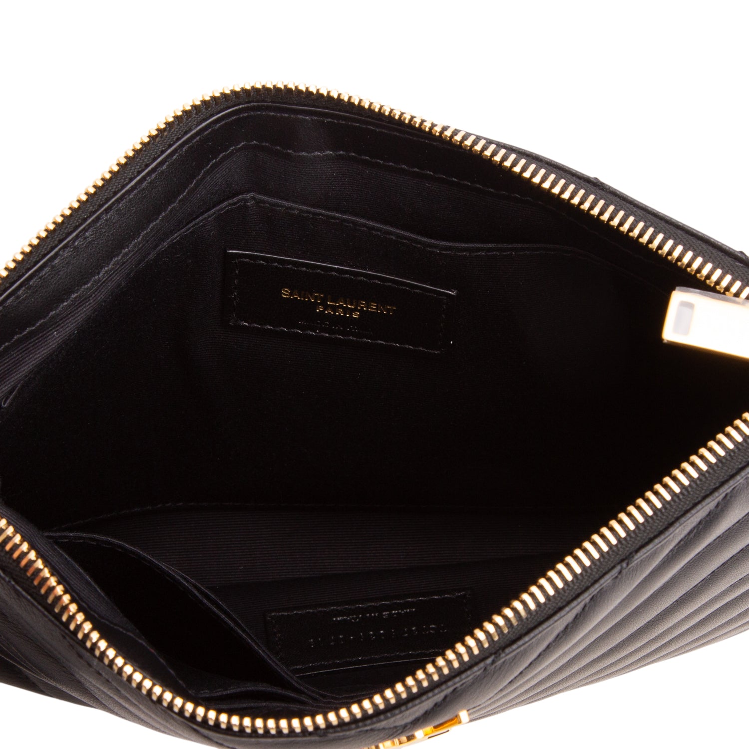 Saint Laurent Black Calfskin Matelasse Monogram Cassandre A5 Pouch