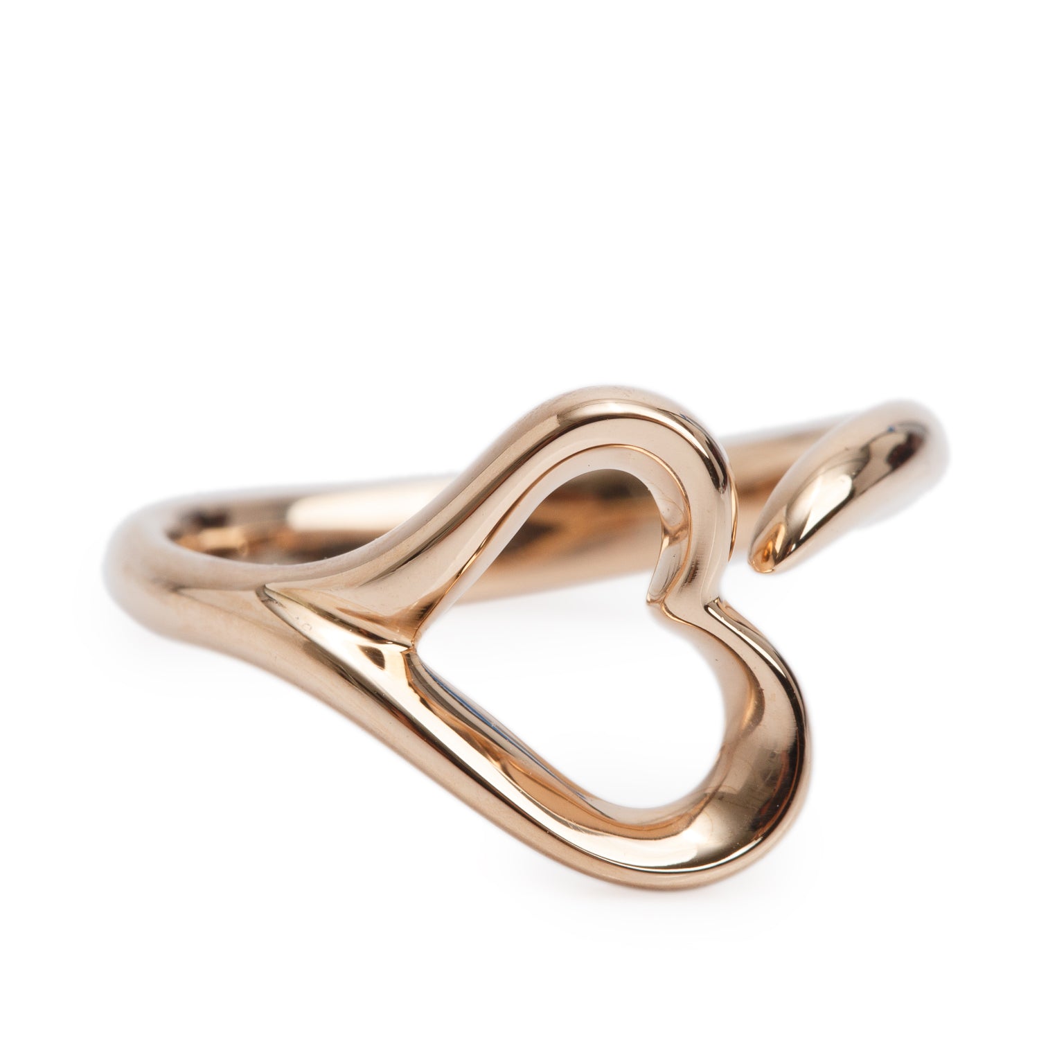 Tiffany & Co. Elsa Peretti 18k Rose Gold Open Heart Ring, Small Model Size 5.25 w/ Box