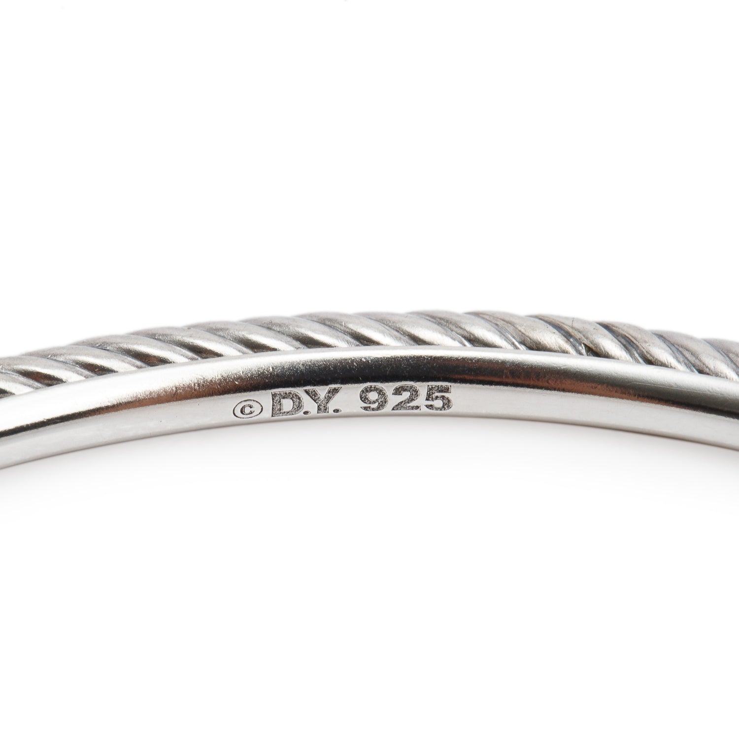 David Yurman Sterling Silver 3 MM Sculpted Cable Bangle Bracelet