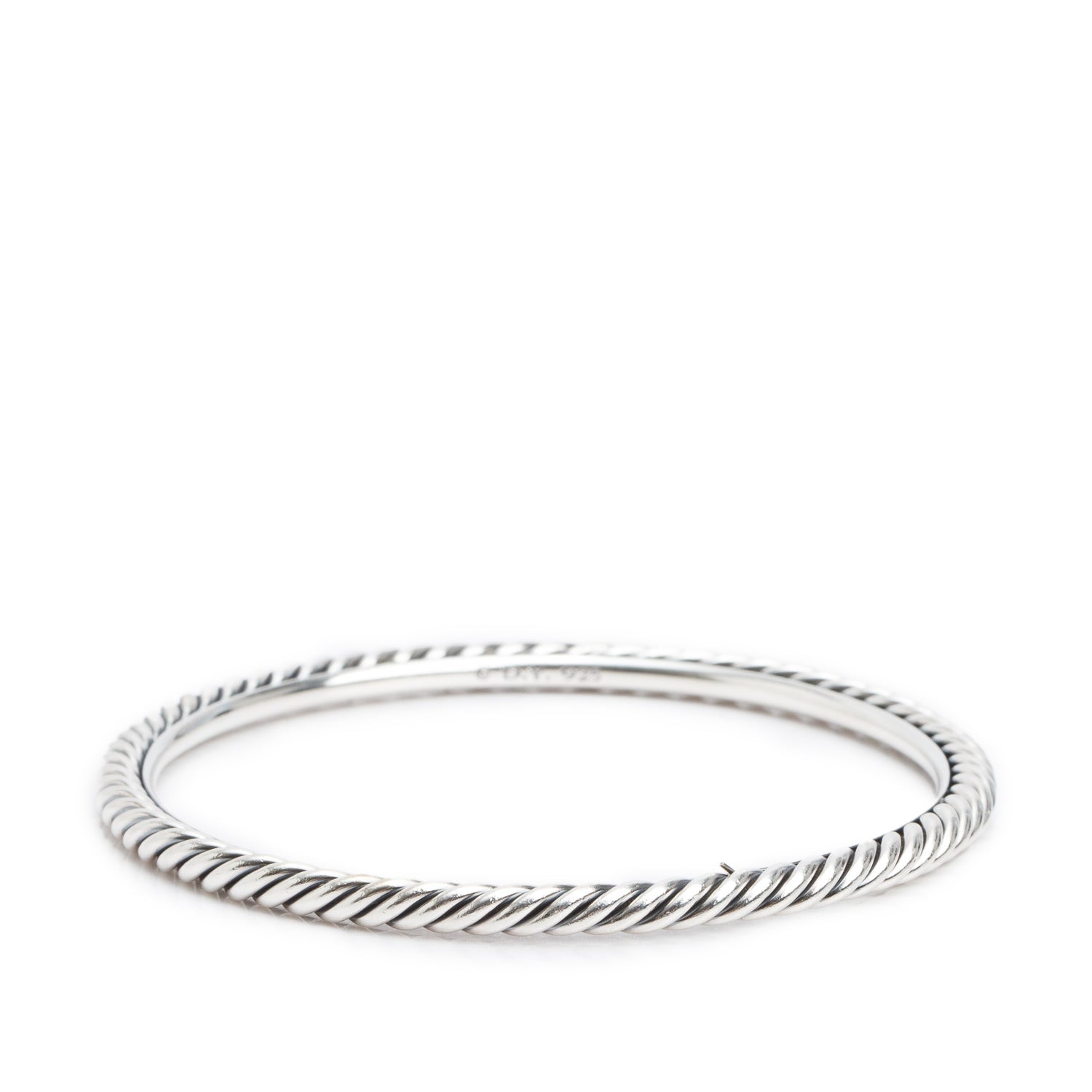 David Yurman Sterling Silver 4 MM Sculpted Cable Bangle Bracelet