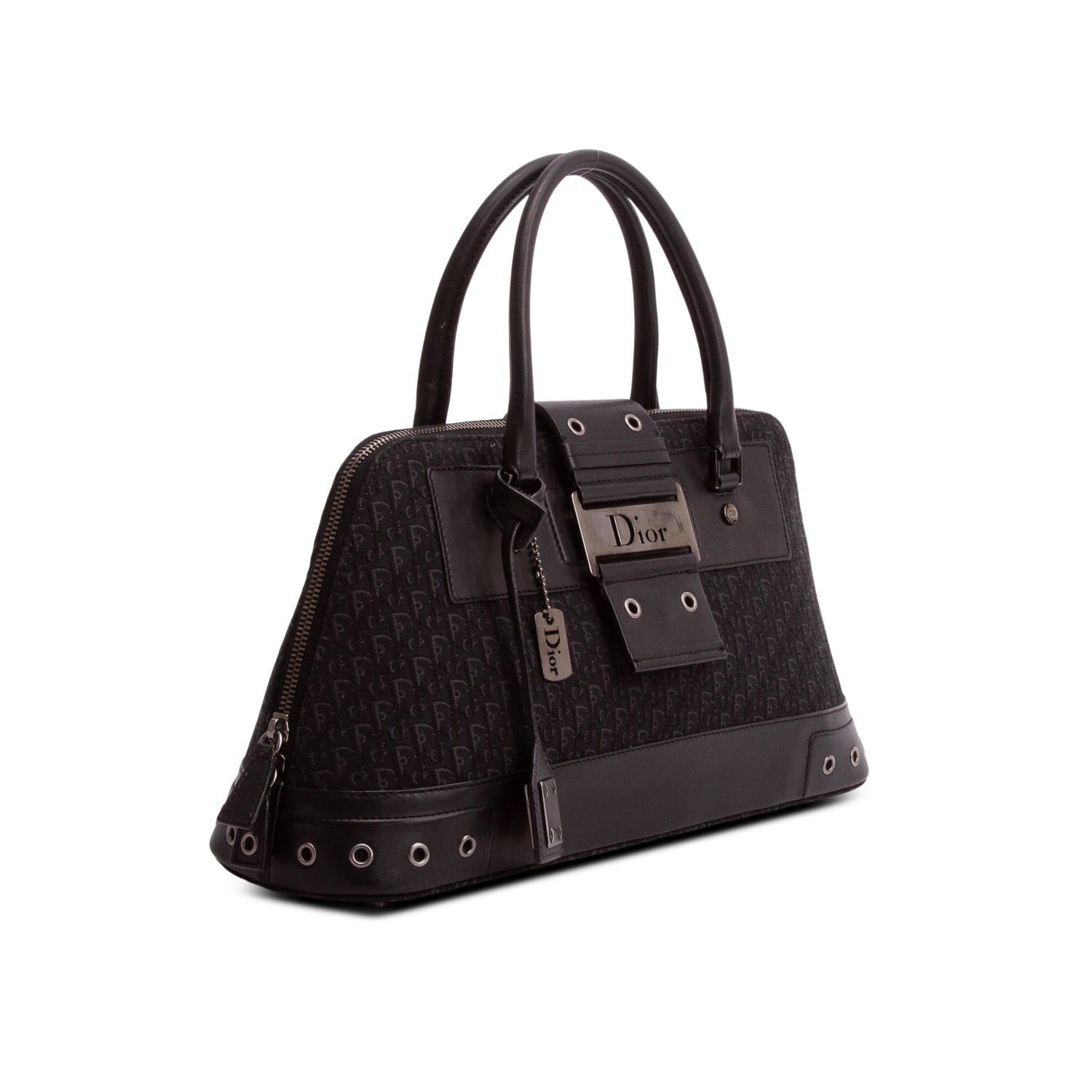 Christian Dior Black Canvas Calfskin Street Chic Top Handle Bag w/ Authenticity Card