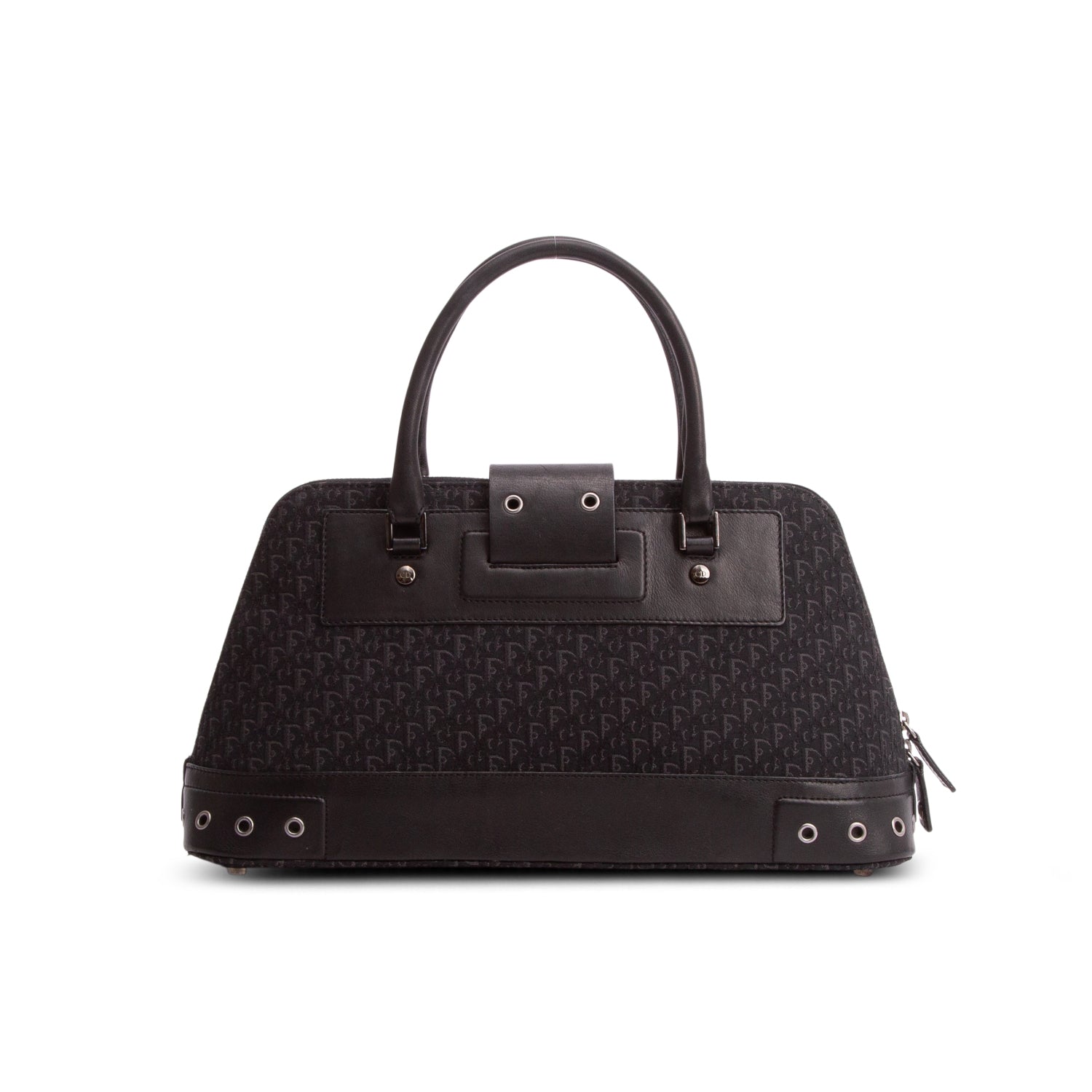 Christian Dior Black Canvas Calfskin Street Chic Top Handle Bag w/ Authenticity Card