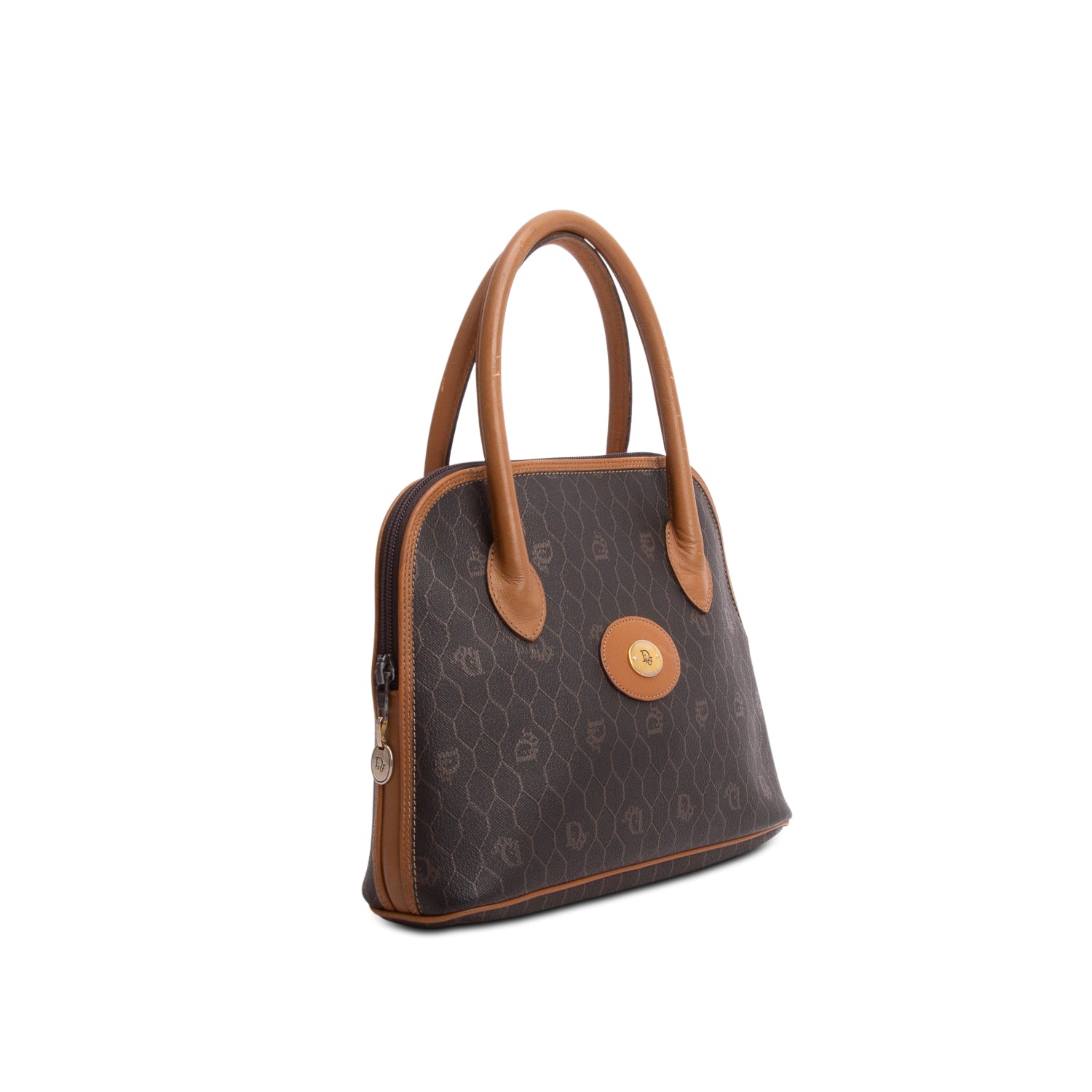 Christian Dior Vintage Brown Honeycomb Top Handle Bag