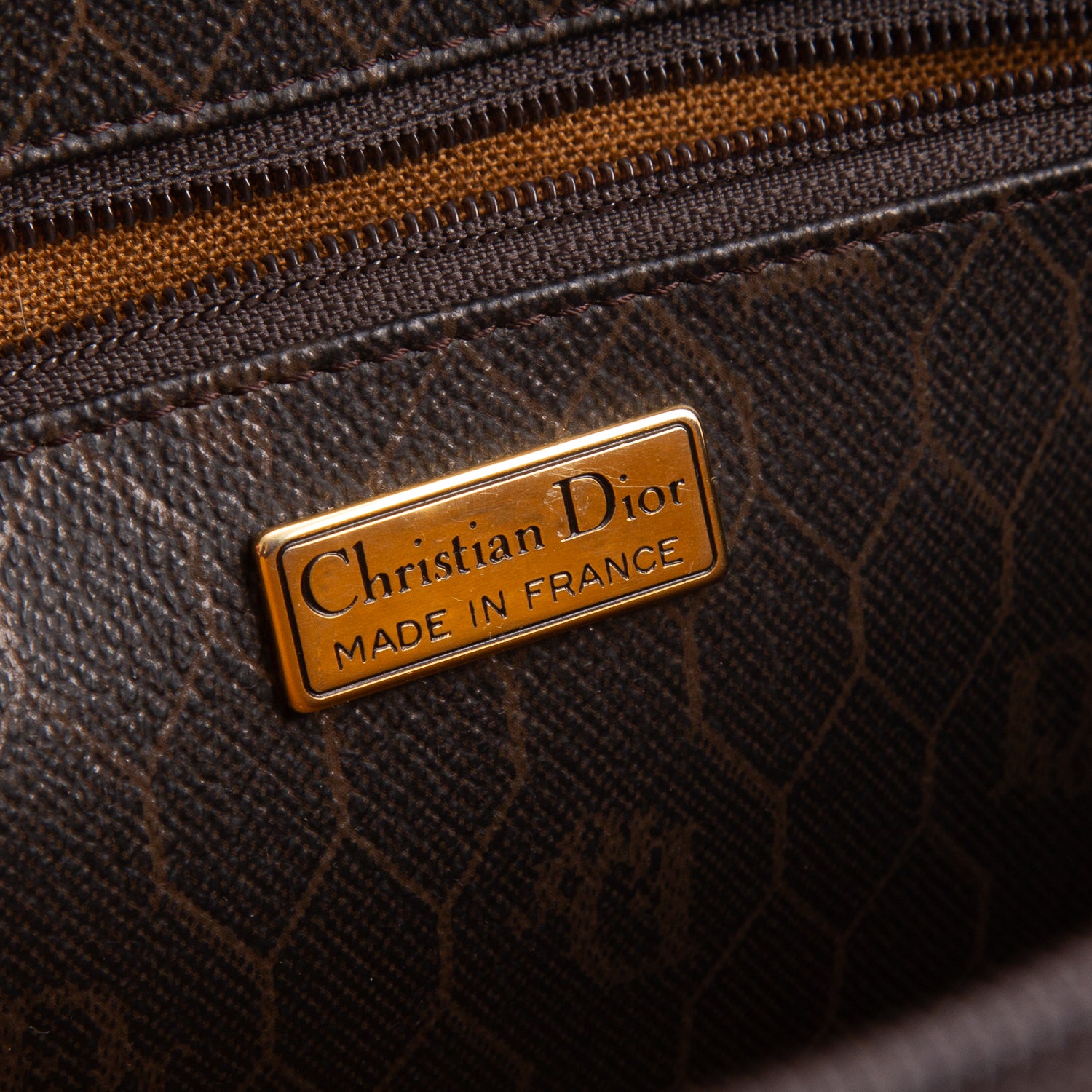 Christian Dior Vintage Brown Honeycomb Top Handle Bag