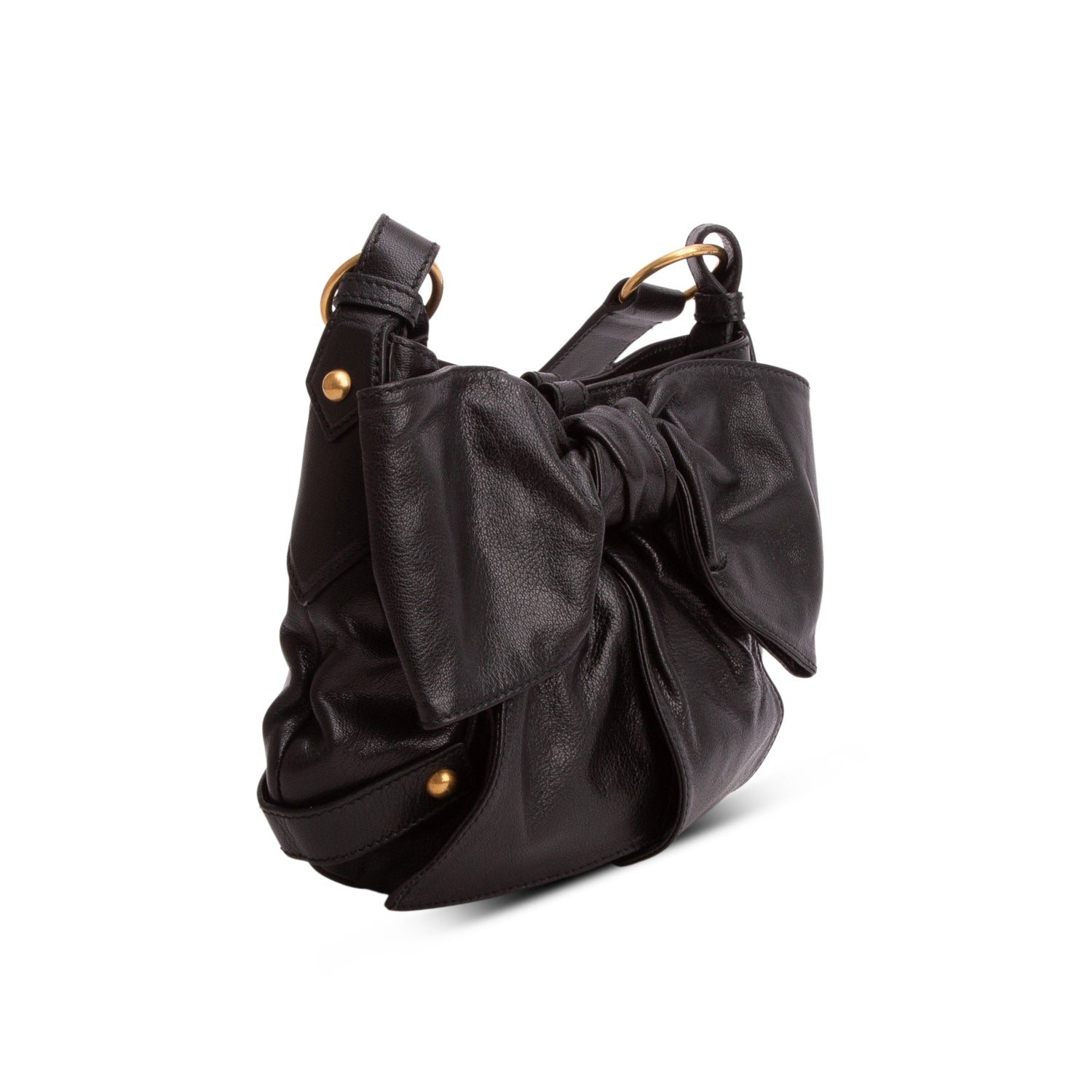 Saint Laurent Black Chevre Bow Shoulder Bag