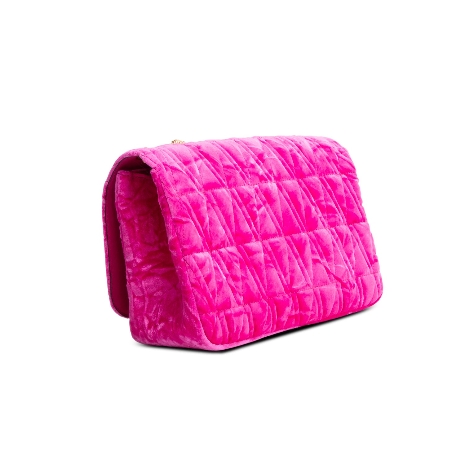 Versace Pink Velvet Quilted Virtus Shoulder Bag w/ Box