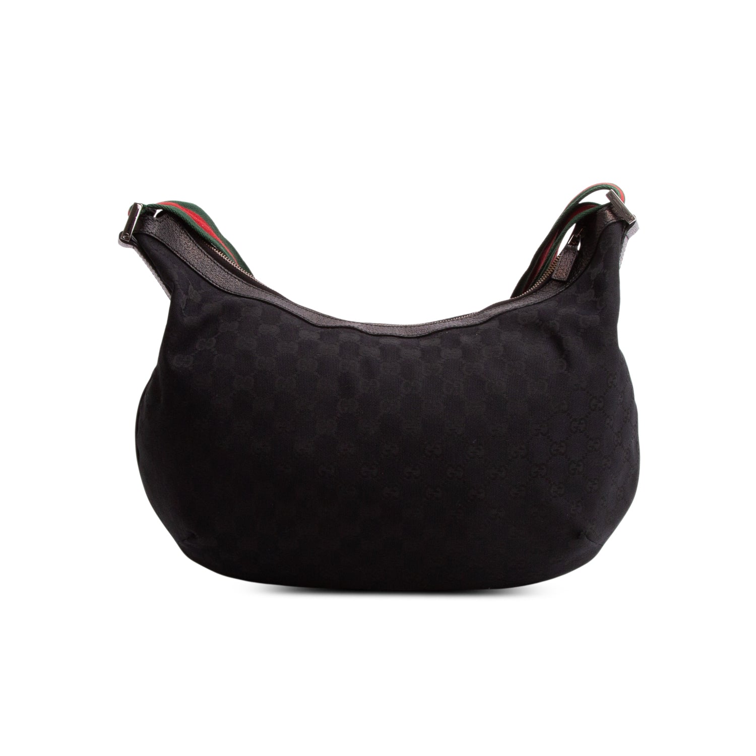 Gucci Black Monogram Web Medium Half Moon Hobo