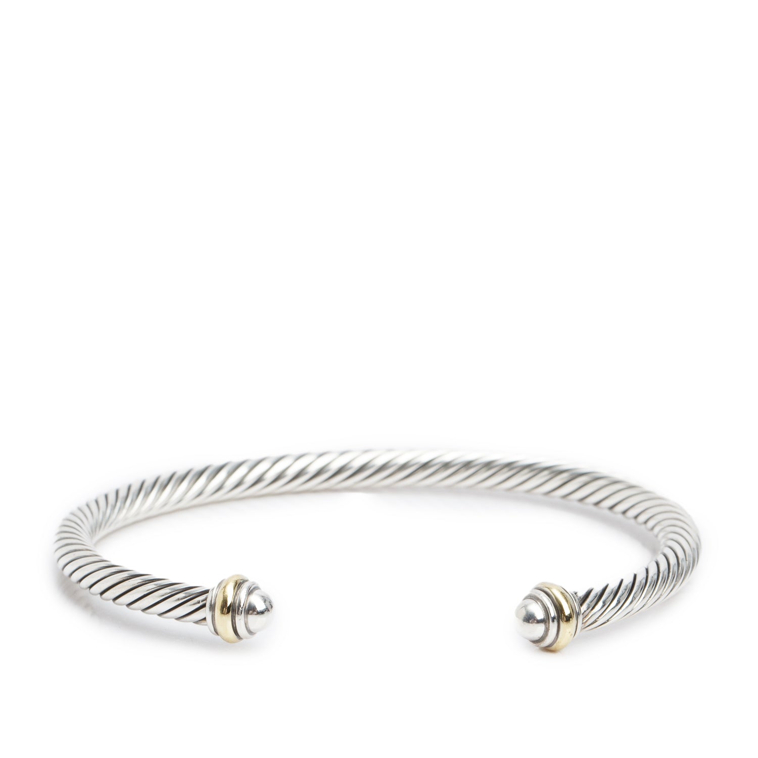 David Yurman Sterling Silver & 18k Yellow Gold 4 MM Classic Cable Bracelet