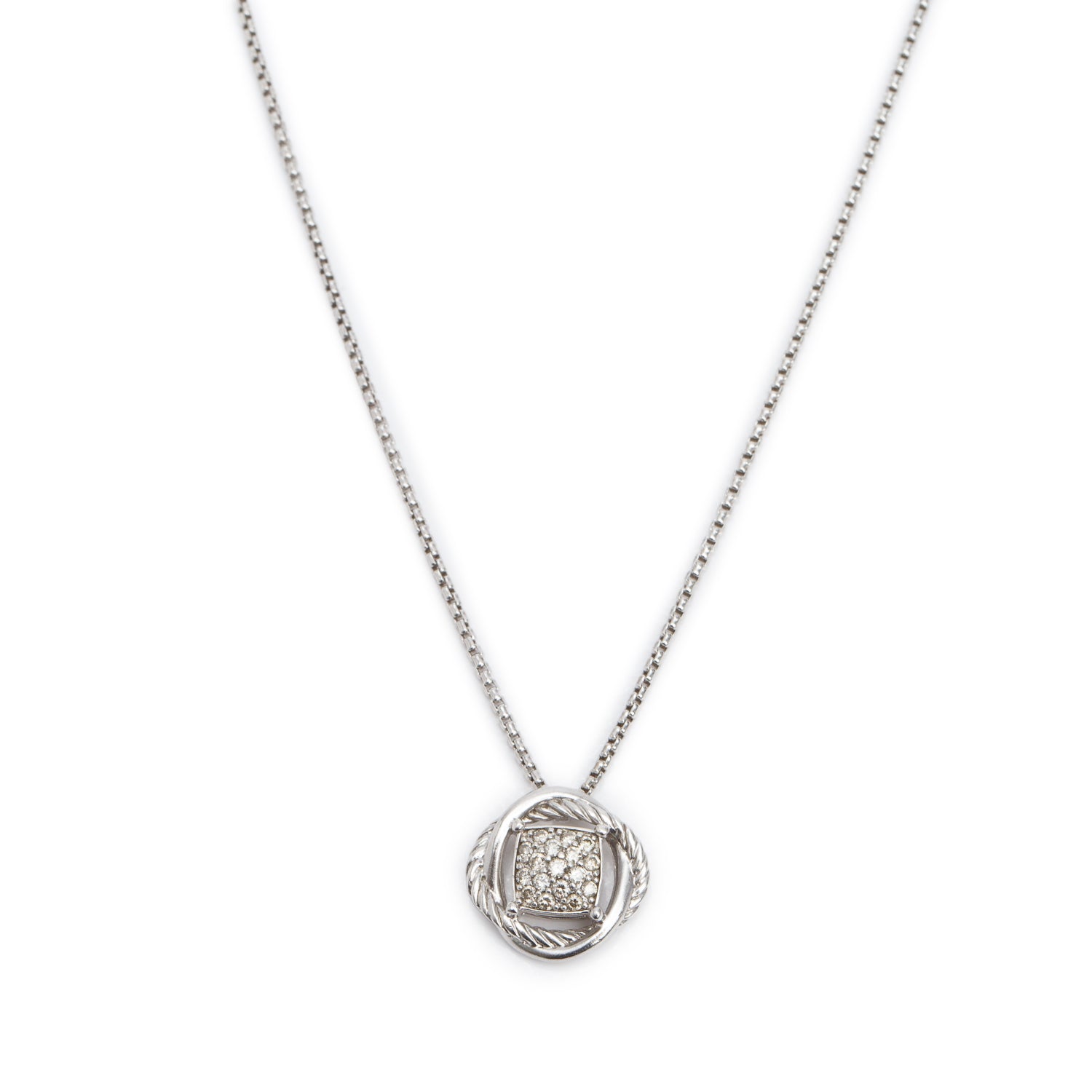 David Yurman Sterling Diamond Infinity Pendant Necklace